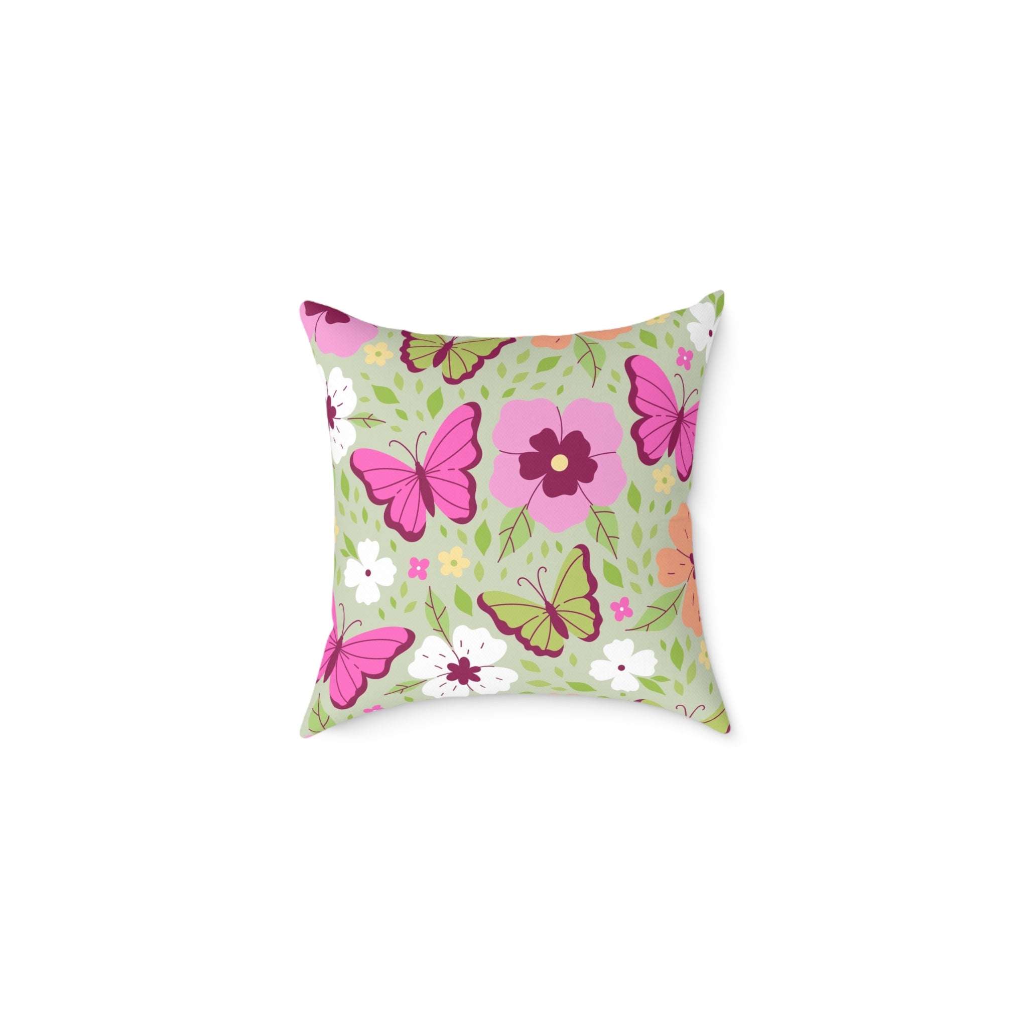 Butterfly Floral Square Pillow - Eco-Friendly Home Decor