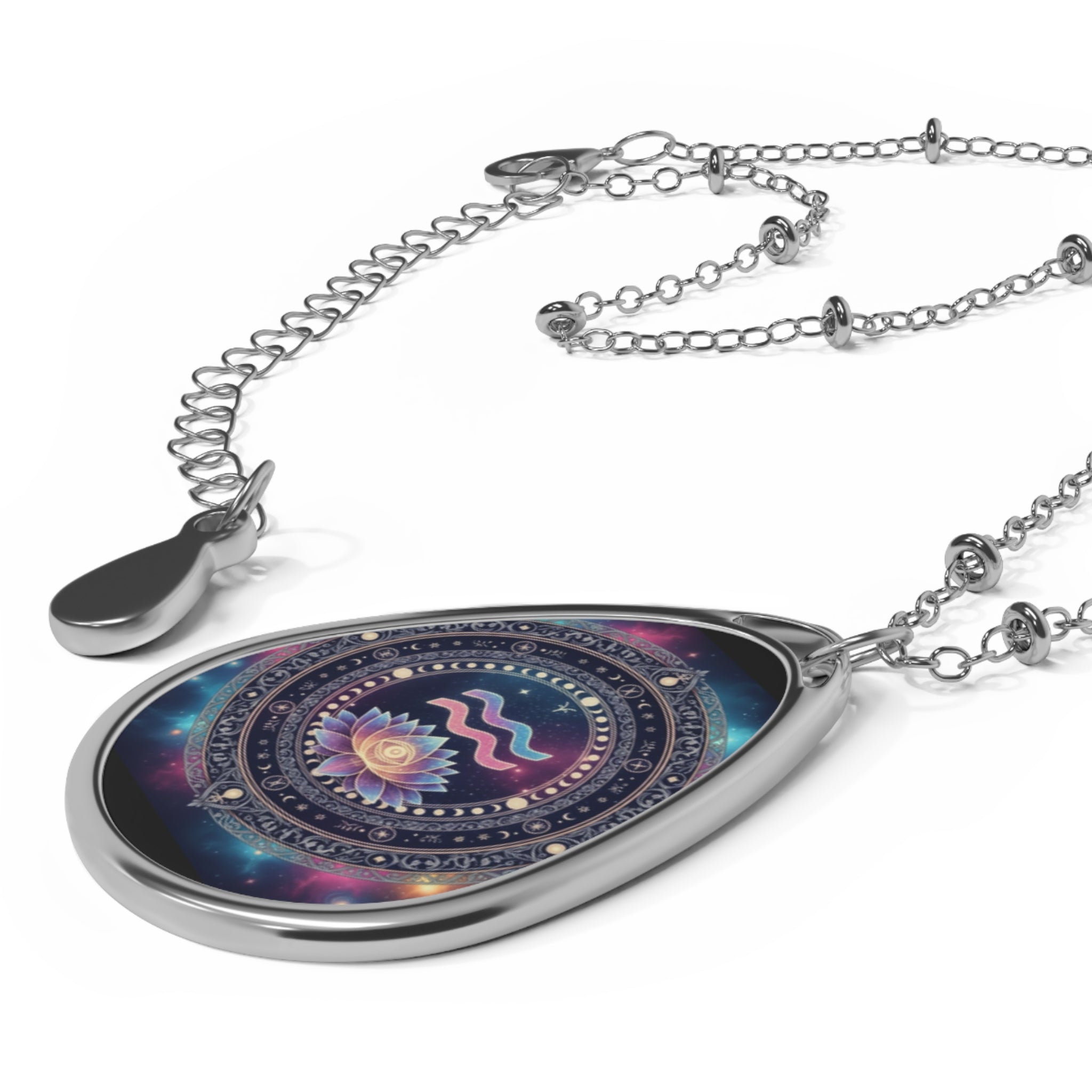 Astrological Oval Necklace, Celestial Jewelry, Cosmic Gift, Horoscope Accessory, Astrology Pendant, Spiritual Necklace
