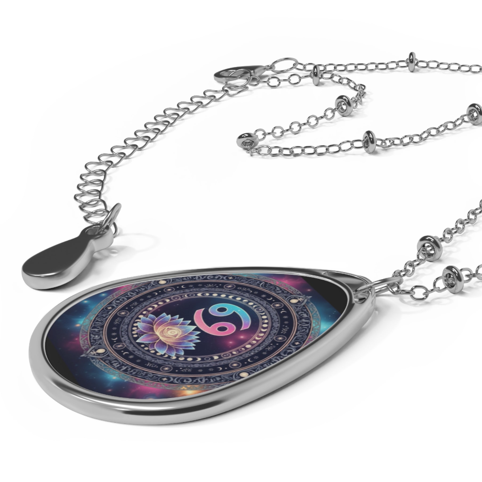 Astrological Oval Necklace - Celestial Cancer Zodiac Jewelry, Spiritual Gift, Personalized Pendant, Astrology Accessory, Birth Month Charm