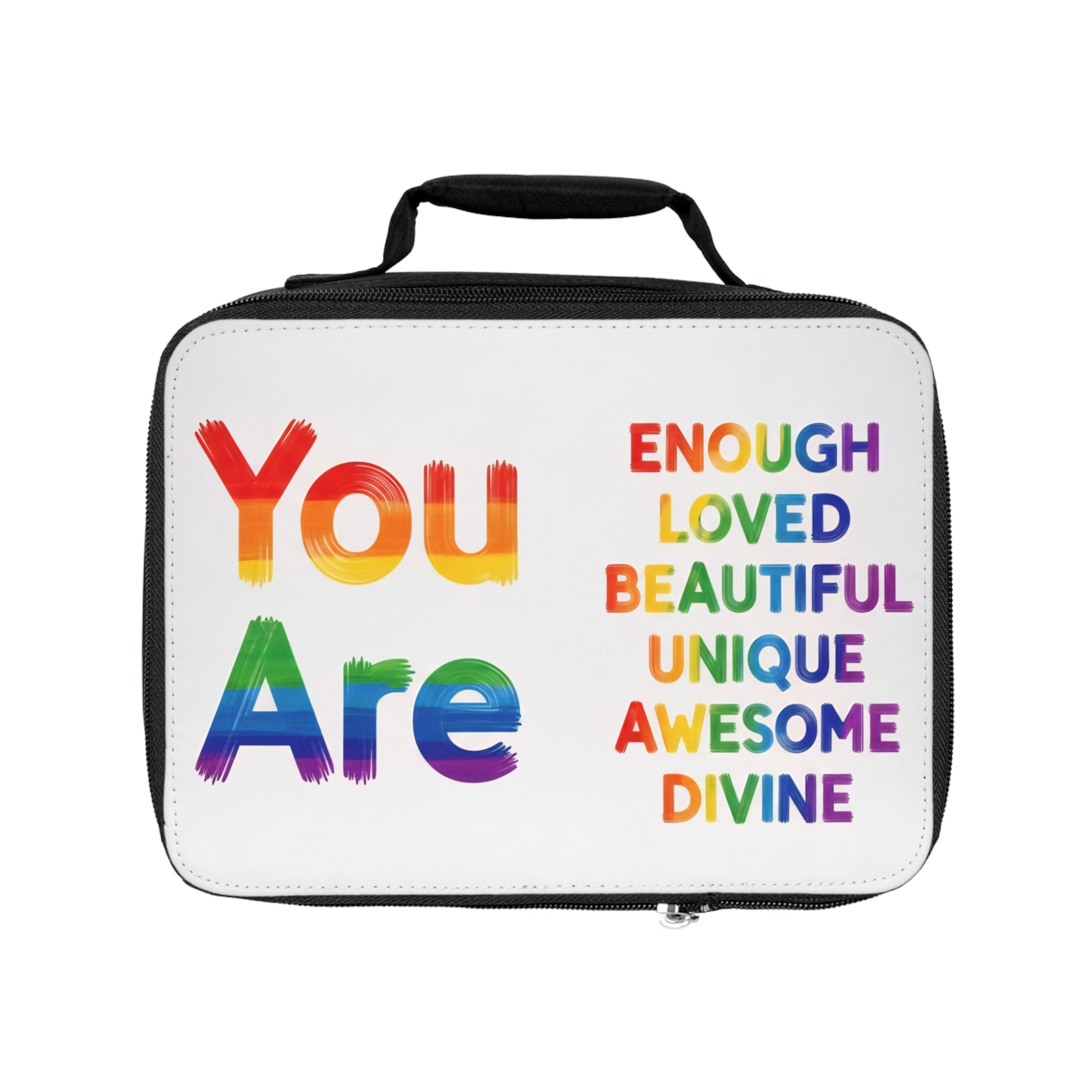 Colorful Affirmation Lunch Bag, Motivational Meal Tote, Inspirational Gift, Back to School Snack Bag, Positive Vibes Cooler