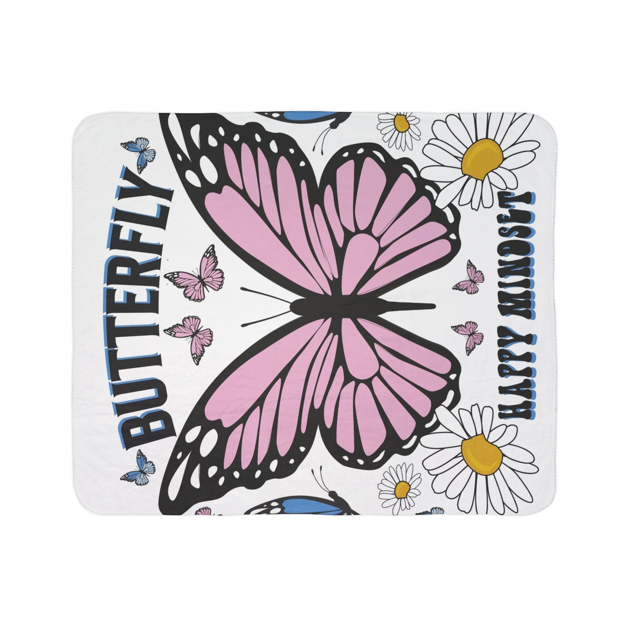 Butterfly Fleece Sherpa Blanket - Happy Mindset Design
