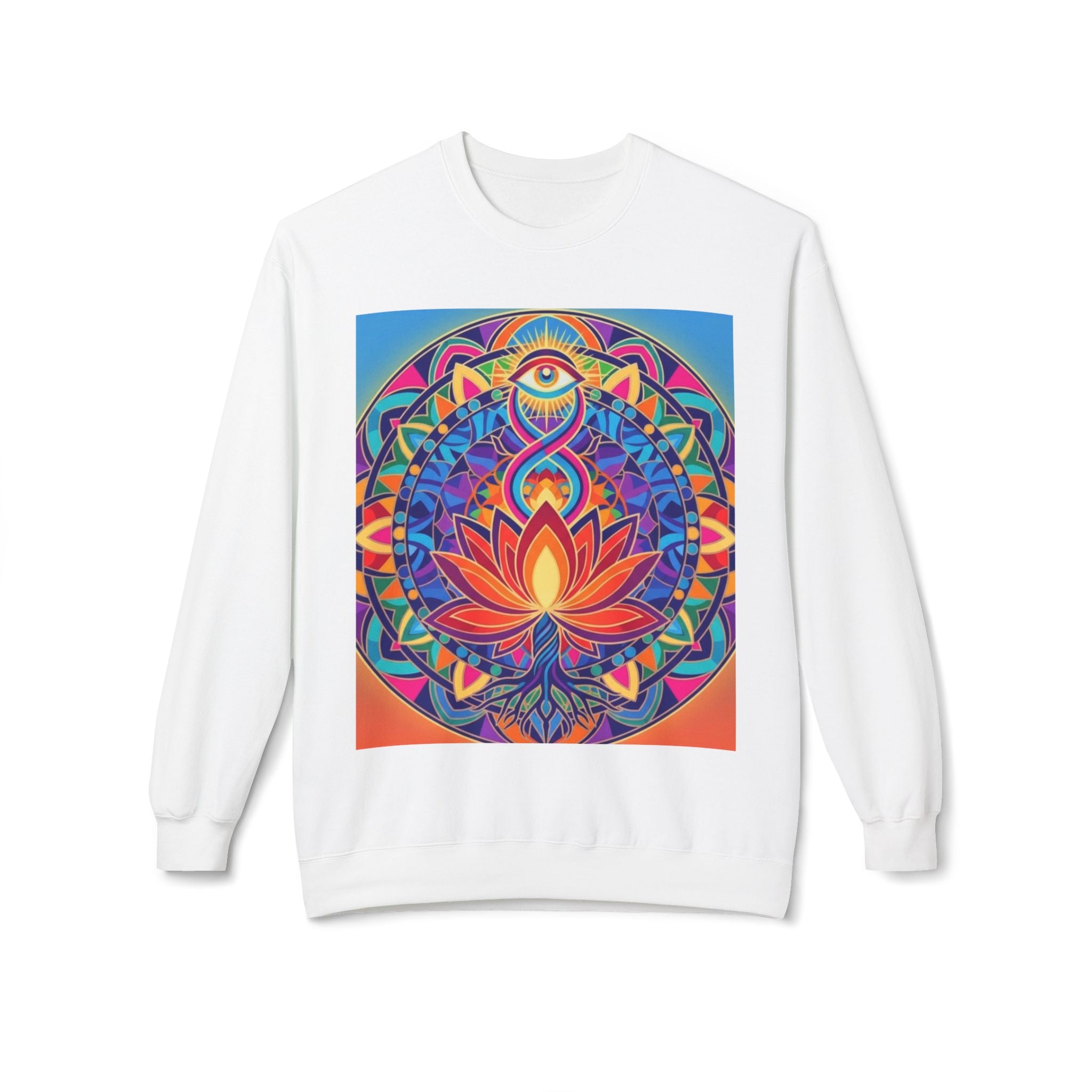 Colorful Lotus Mandala Crewneck Sweatshirt - Unisex, Cozy Lounge Wear, Gift for Yoga Lovers, Meditation Apparel, Fall Fashion