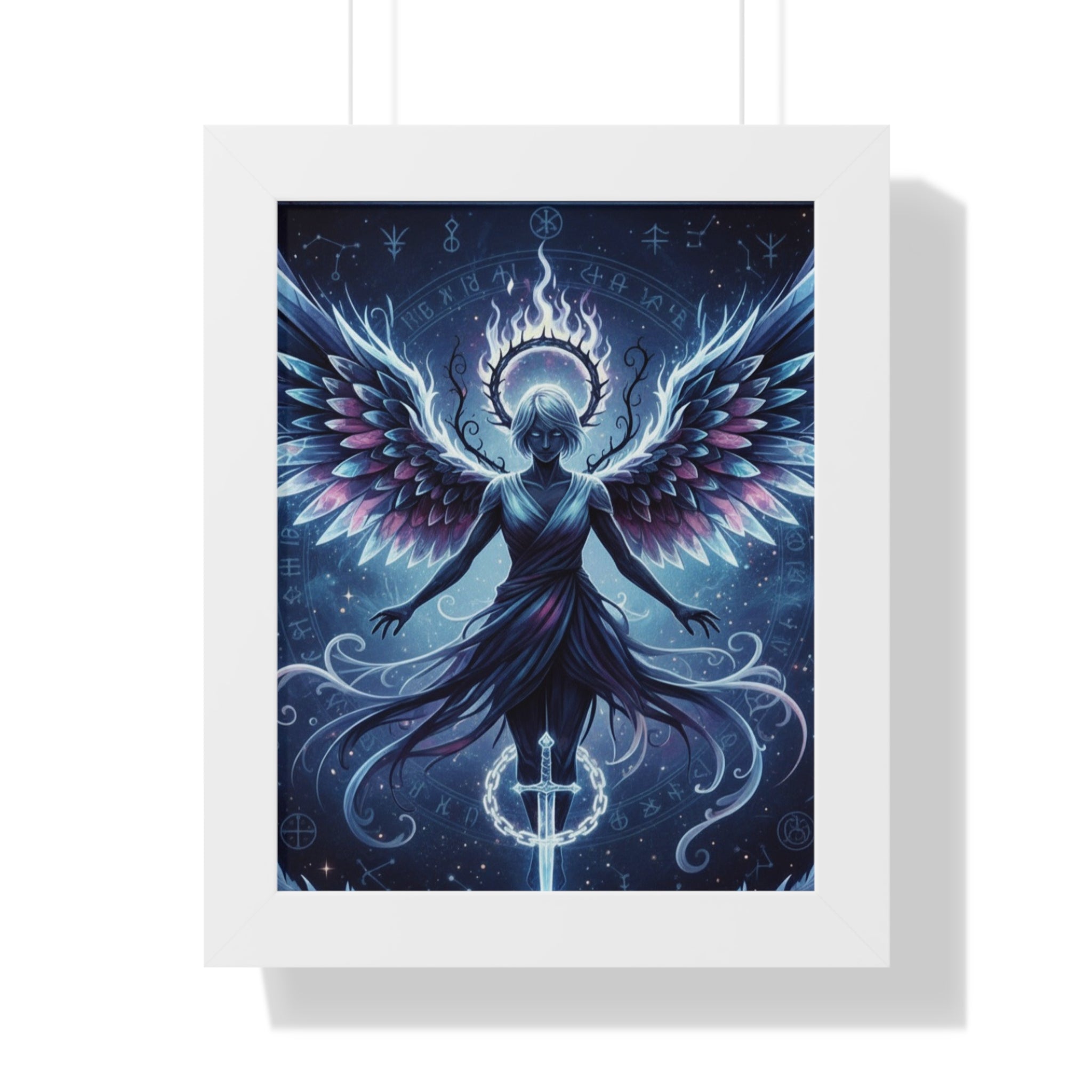 Celestial Guardian Framed Vertical Poster | Wall Art, Home Decor, Spiritual Gift, Fantasy Art, Angel Decor