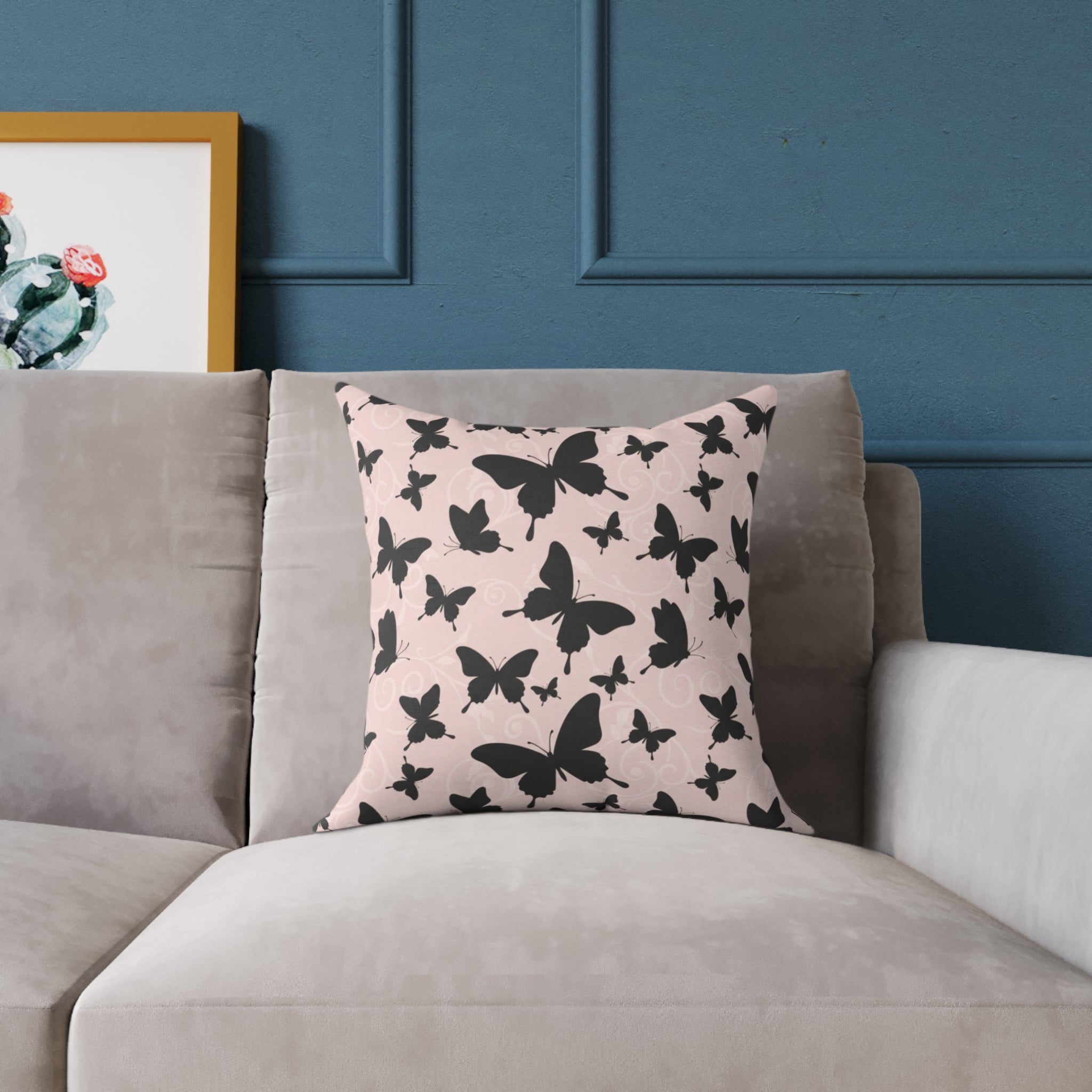 Butterfly Print Square Canvas Pillow - Chic Home Decor