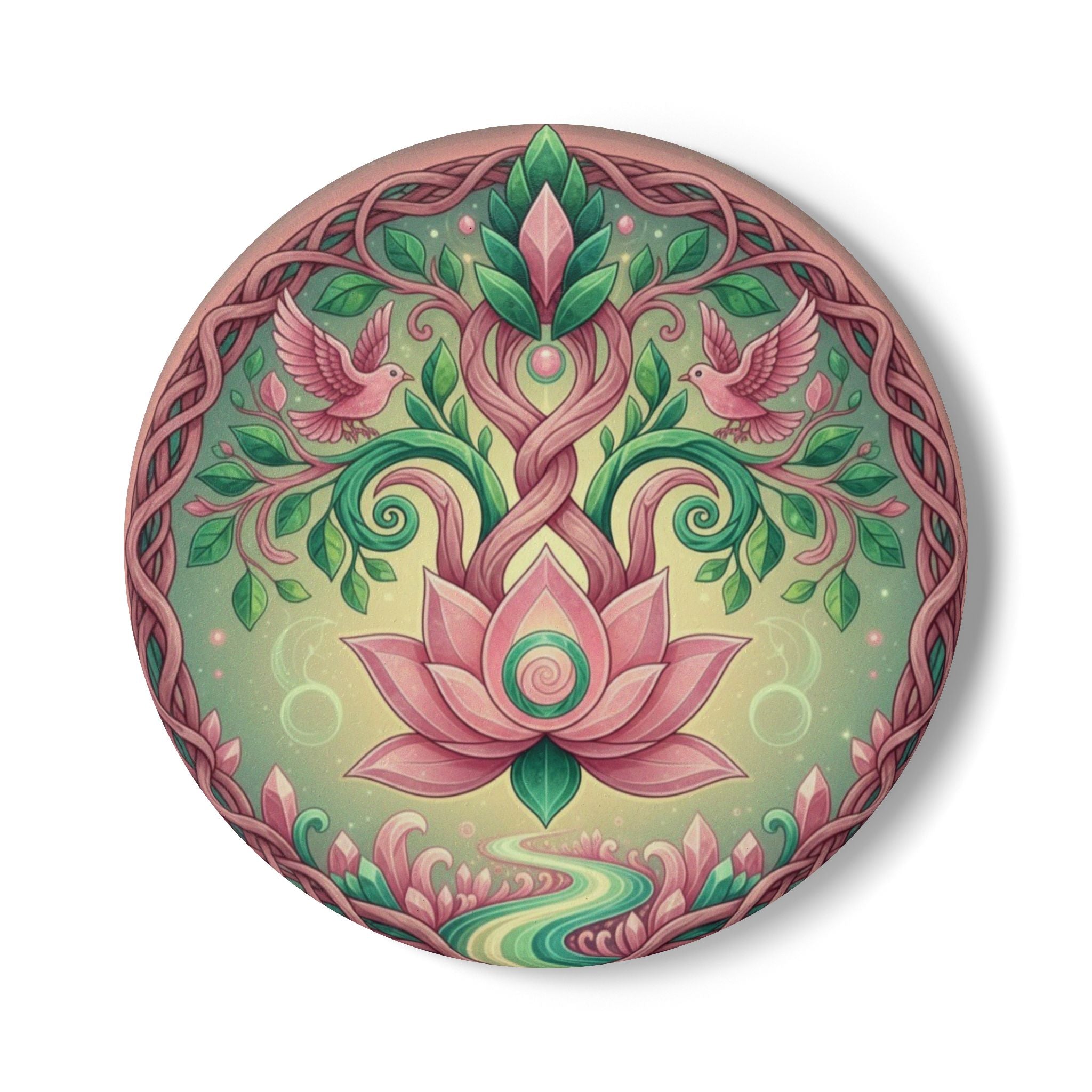 Bohemian Floral Ceramic Coaster | Lotus Design, Home Decor, Housewarming Gift, Meditation Accessory, Eco-Friendly Coaster