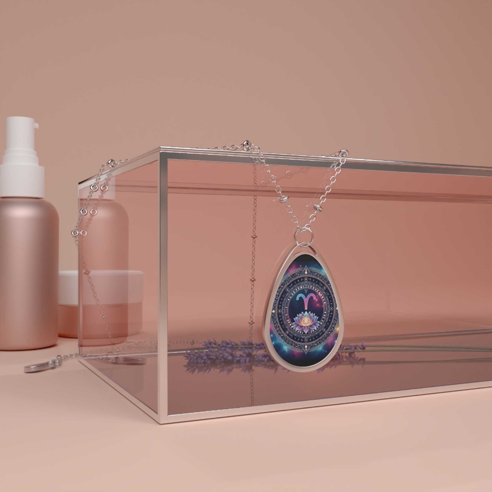 Celestial Oval Necklace, Mystic Jewelry, Astrology Pendant, Gift for Her, Horoscope Accessory