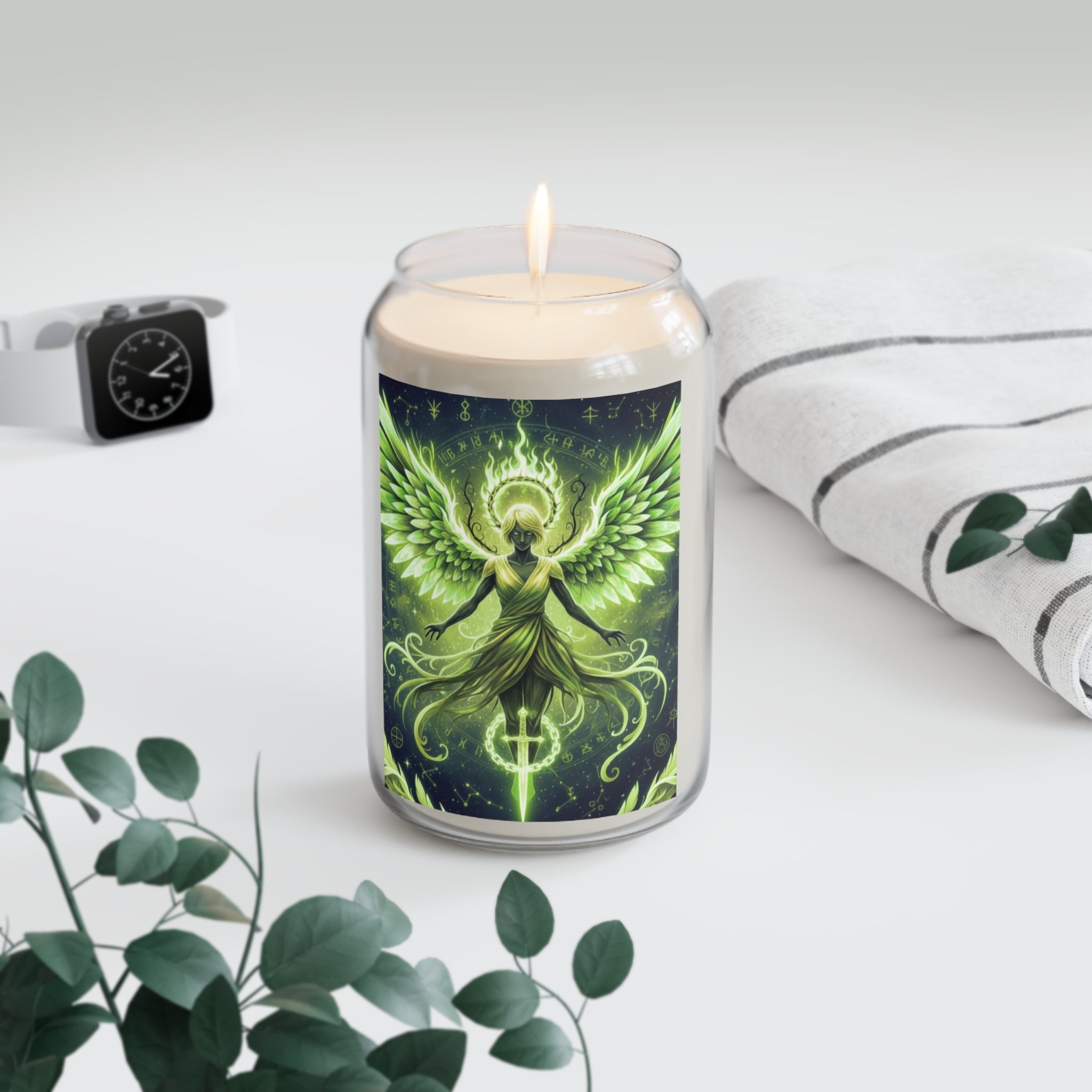Aromatic Spiritual Soy Candles, Green Angel Decor, Eco-Friendly Home Fragrance, Meditation Gifts, Chrysoprasus Decor, Relaxation Candles