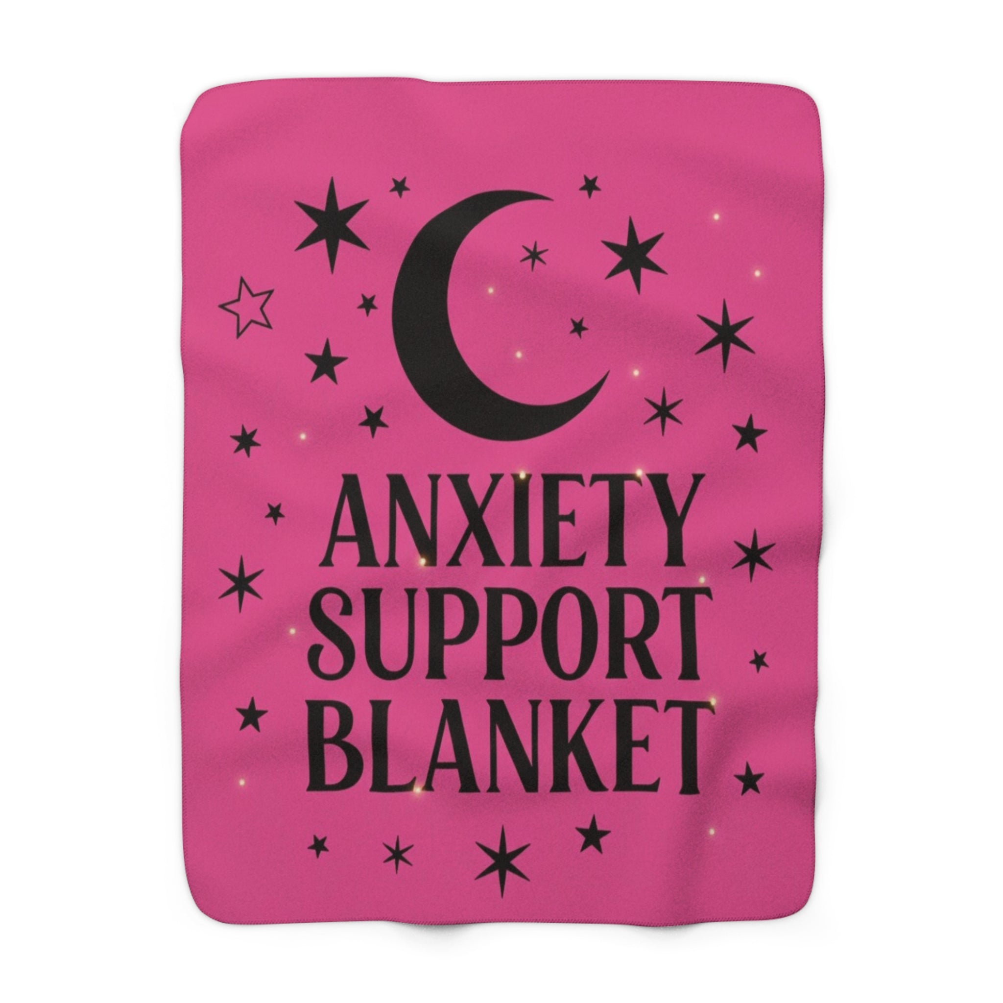 Anxiety Support Sherpa Blanket, Cozy Throw for Mental Health, Comfort Gift, Self-Care Decor, Starry Night Design