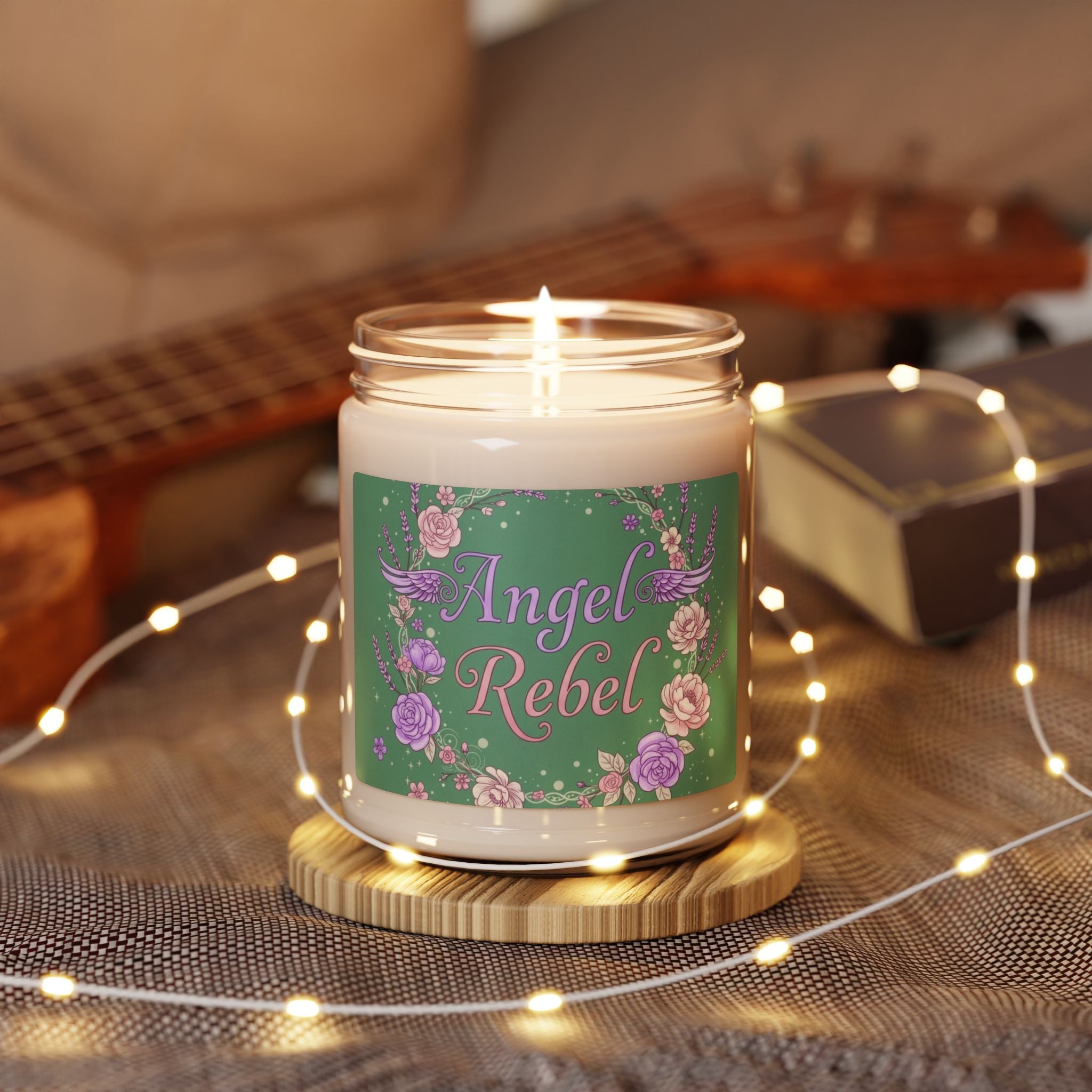Angelic Rebel Candle - Floral Scented 9oz Soy Candle, Relaxation, Home Decor, Gift for Her, Aromatherapy, Eco-Friendly