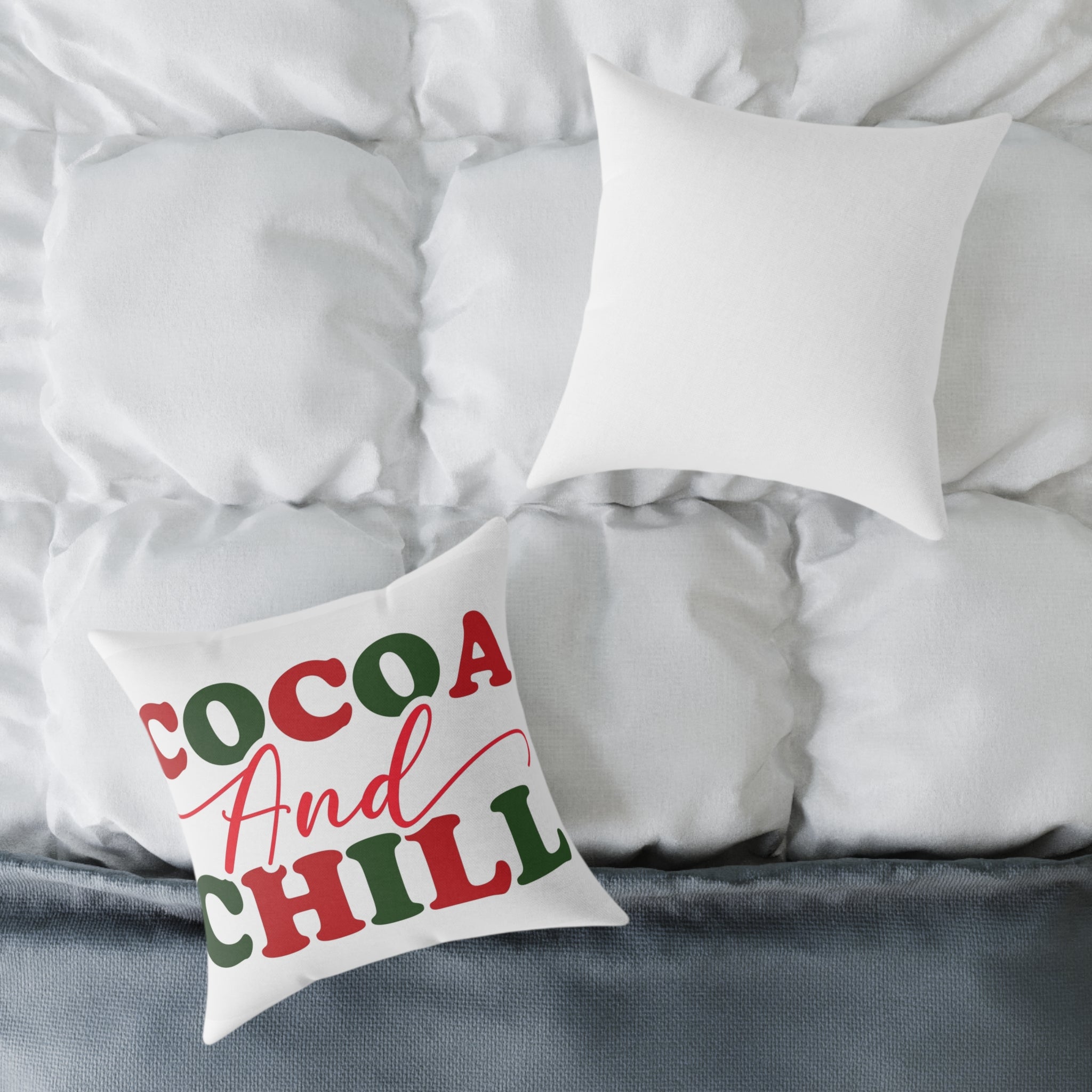 Cocoa and Chill Pillow, Cozy Decorative Cushion for Holidays, Winter Home Decor, Christmas Gift, Relaxing Atmosphere