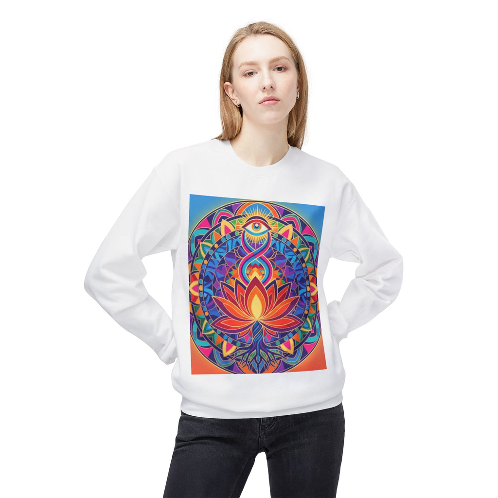 Colorful Lotus Mandala Crewneck Sweatshirt - Unisex, Cozy Lounge Wear, Gift for Yoga Lovers, Meditation Apparel, Fall Fashion