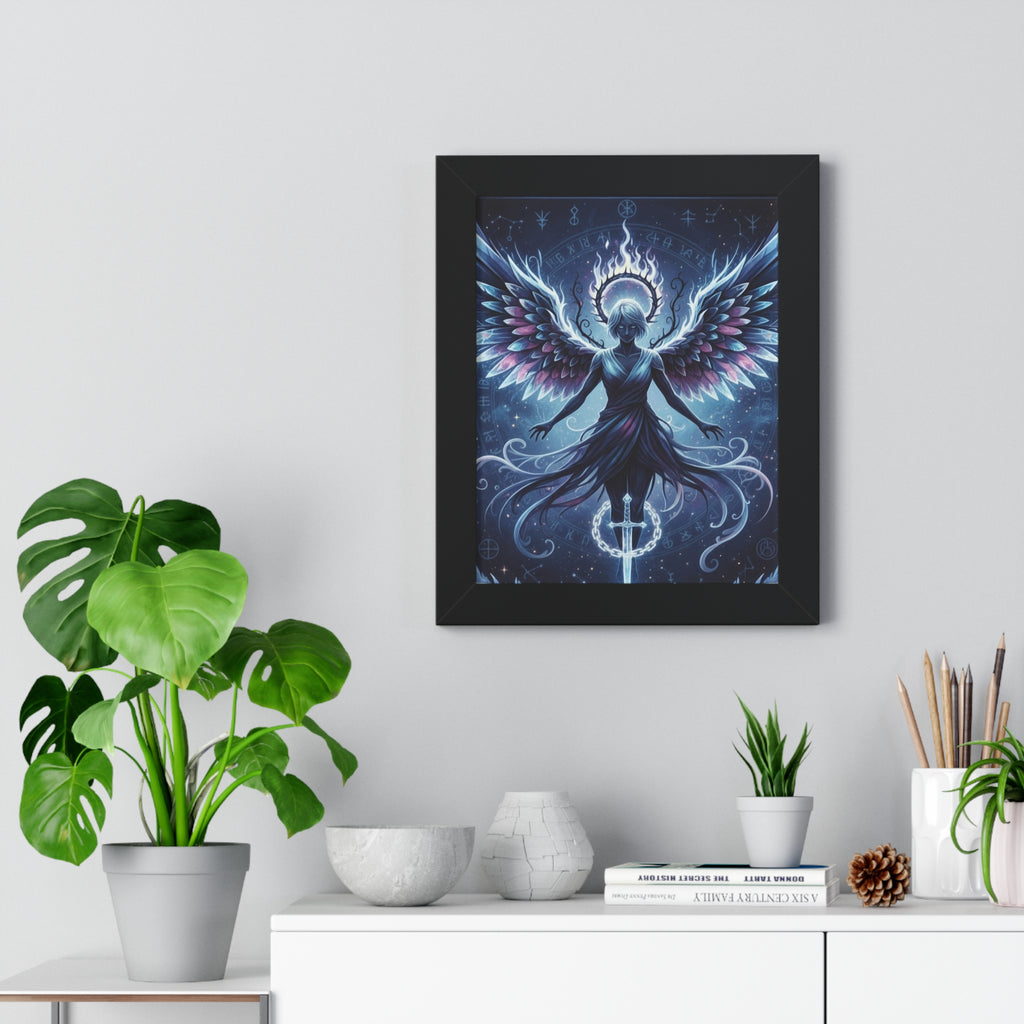 Celestial Guardian Framed Vertical Poster | Wall Art, Home Decor, Spiritual Gift, Fantasy Art, Angel Decor