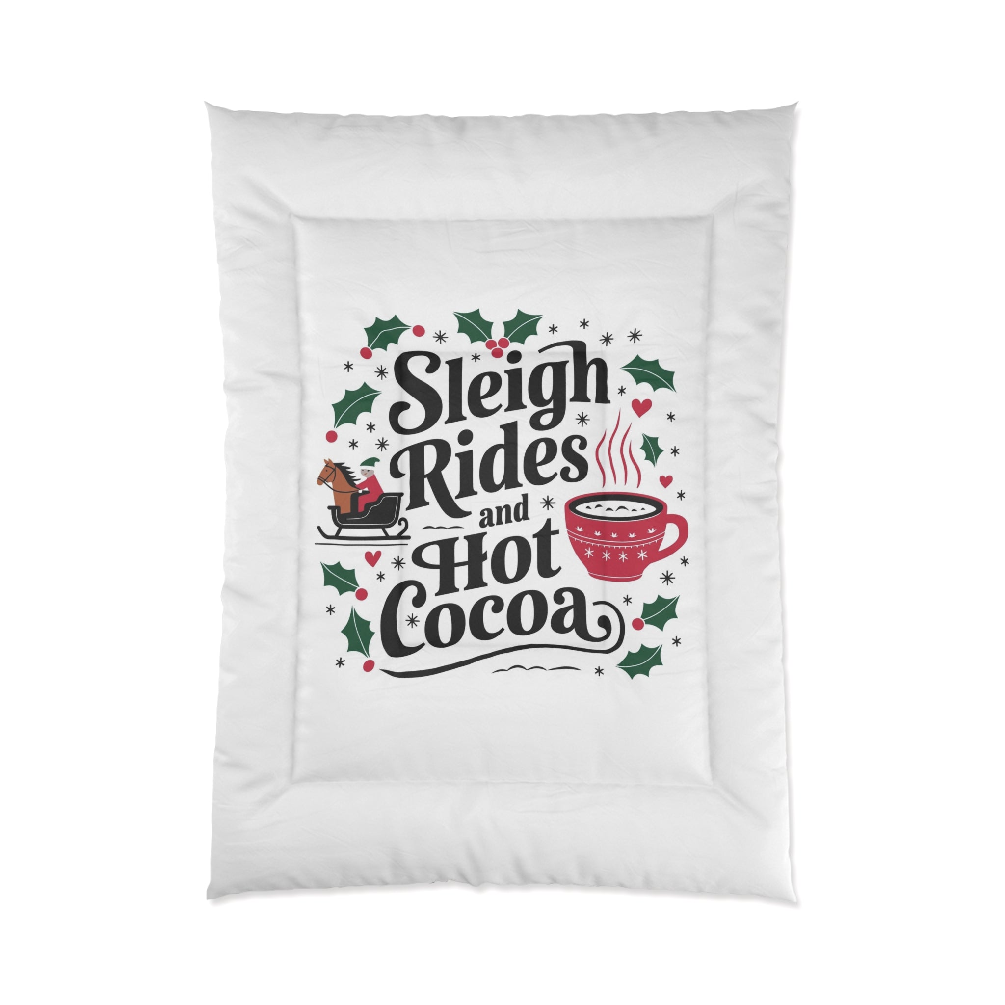 Cozy Holiday Comforter - Sleigh Rides & Hot Cocoa Design, Christmas Bedroom Décor, Winter Bedding, Festive Comforter Set, Seasonal [...]