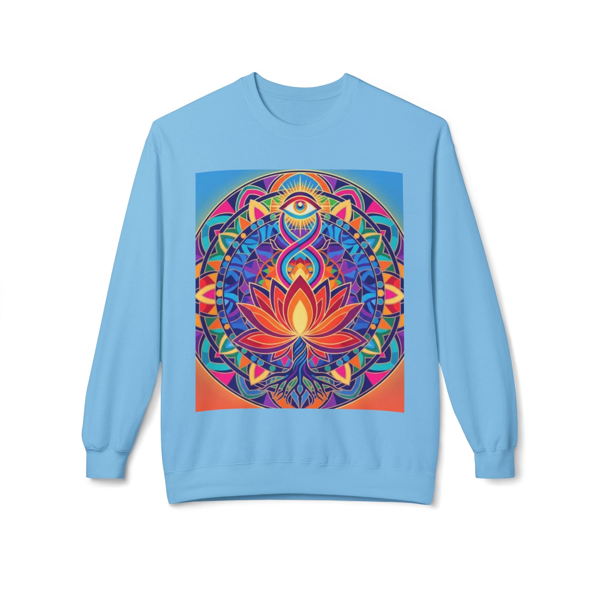 Colorful Lotus Mandala Crewneck Sweatshirt - Unisex, Cozy Lounge Wear, Gift for Yoga Lovers, Meditation Apparel, Fall Fashion