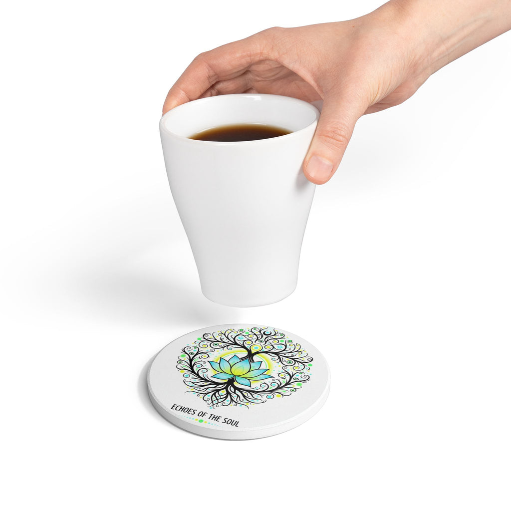 Echoes of the Soul Ceramic Coaster, Artistic Drink Coaster, Home Decor, Gift for Yoga Lovers, Mindfulness Art, Eco-Friendly Home