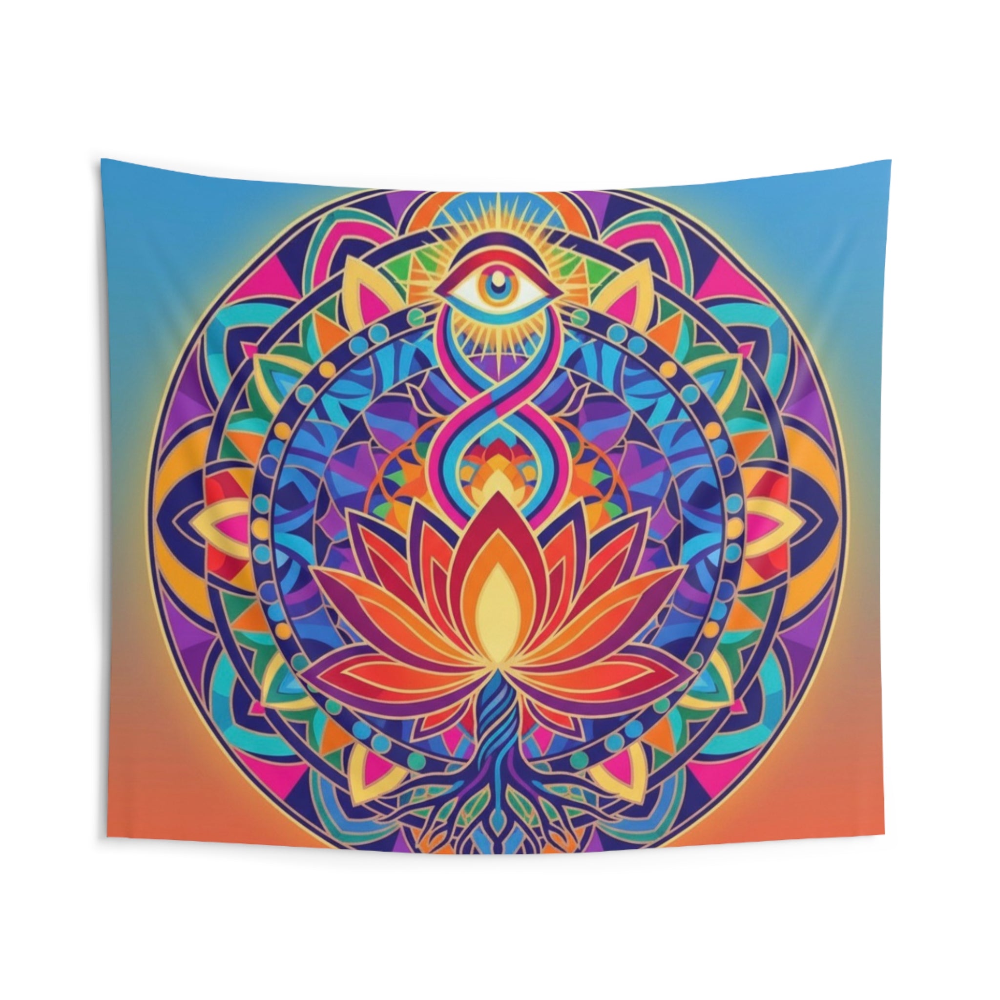 Colorful Mandala Indoor Wall Tapestry - Boho Home Decor, Yoga Room Art, Meditation Wall Hanging, Gift for Her, Festival Decoration