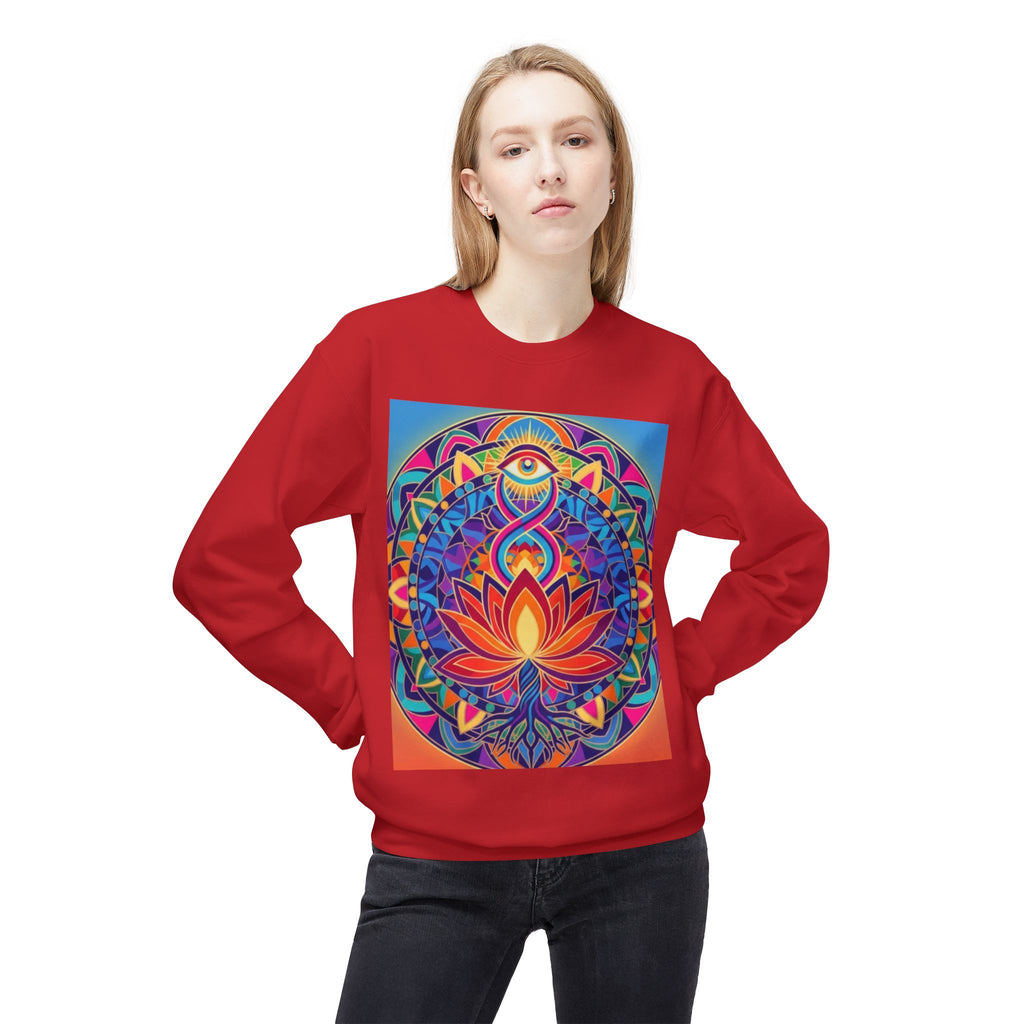 Colorful Lotus Mandala Crewneck Sweatshirt - Unisex, Cozy Lounge Wear, Gift for Yoga Lovers, Meditation Apparel, Fall Fashion