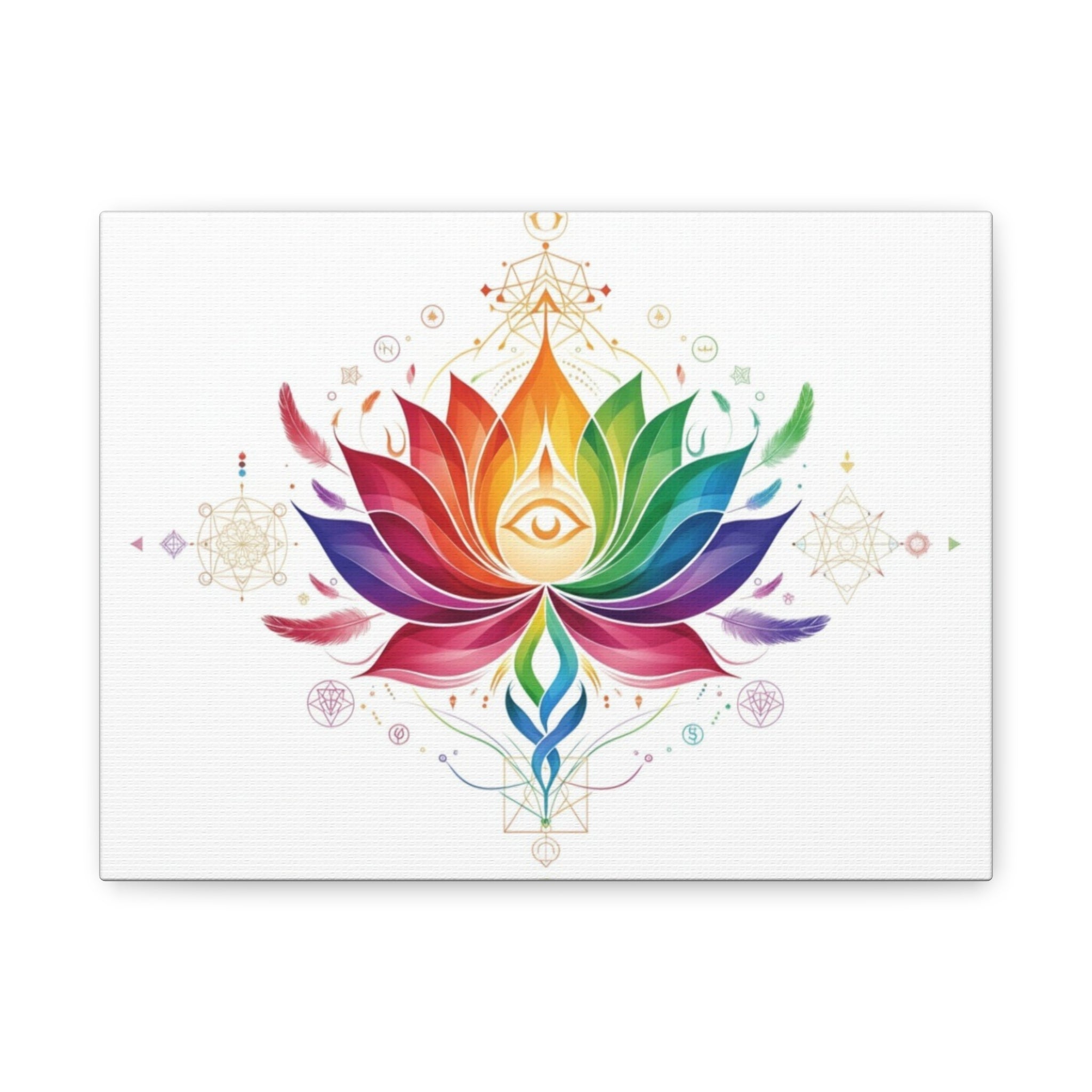 Colorful Lotus Canvas Print, Boho Wall Art, Meditation Decor, Spiritual Gift, Home Decoration, Yoga Studio Decor