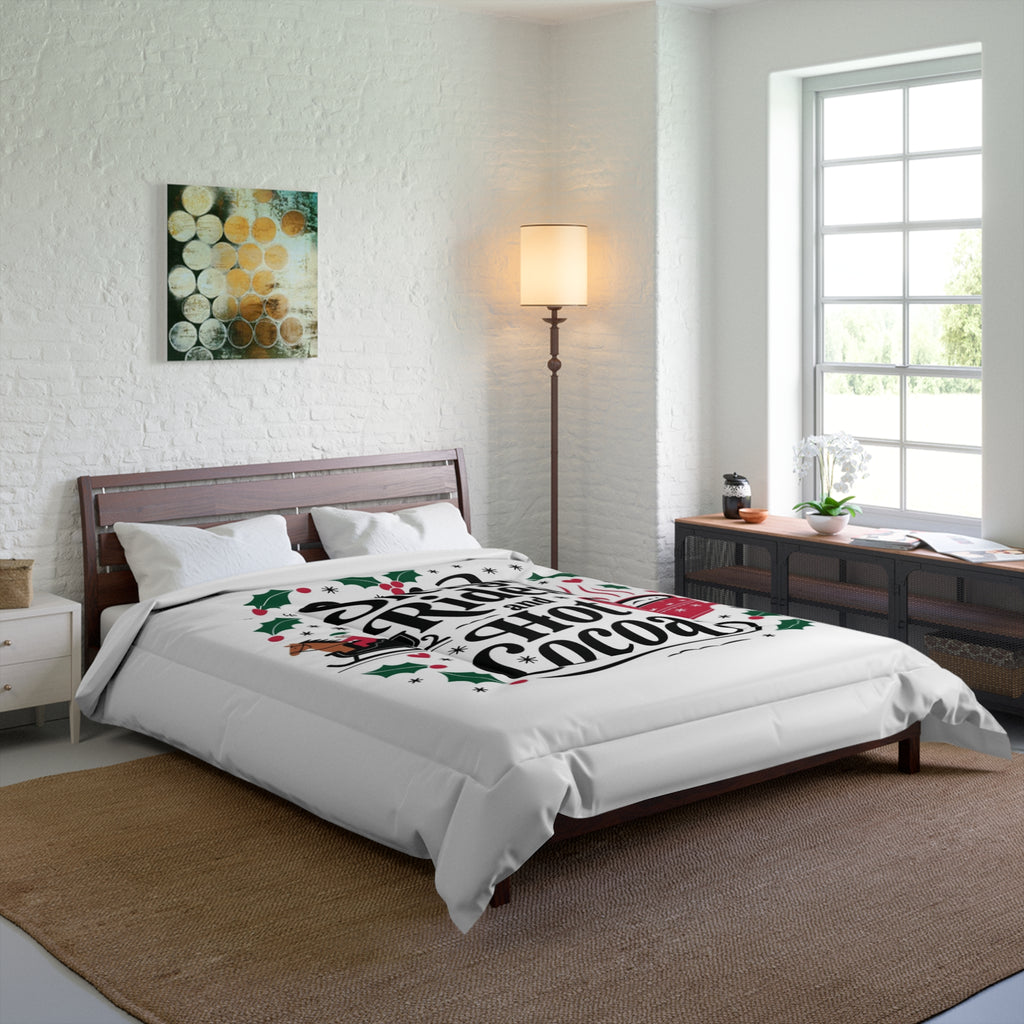 Cozy Holiday Comforter - Sleigh Rides & Hot Cocoa Design, Christmas Bedroom Décor, Winter Bedding, Festive Comforter Set, Seasonal [...]