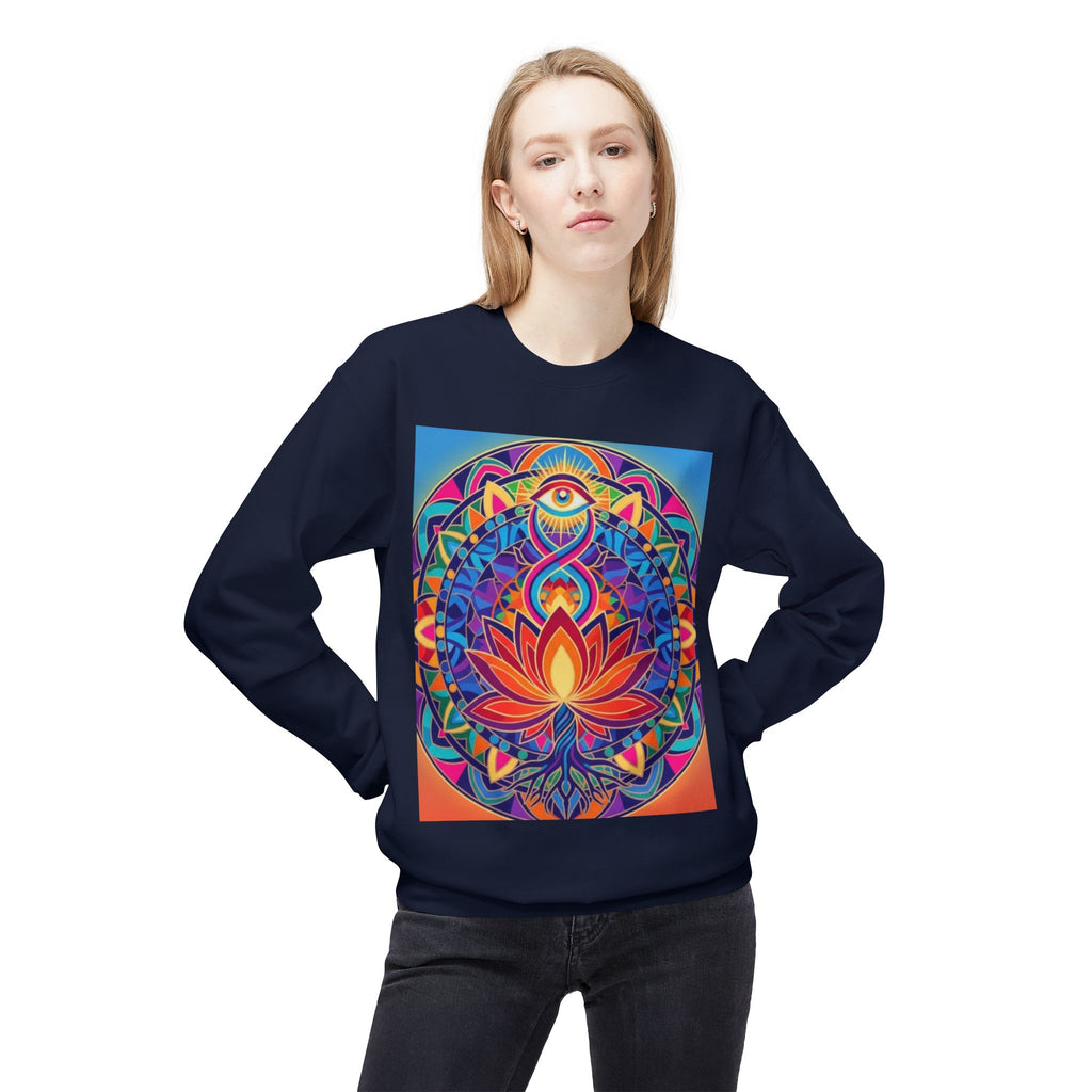Colorful Lotus Mandala Crewneck Sweatshirt - Unisex, Cozy Lounge Wear, Gift for Yoga Lovers, Meditation Apparel, Fall Fashion