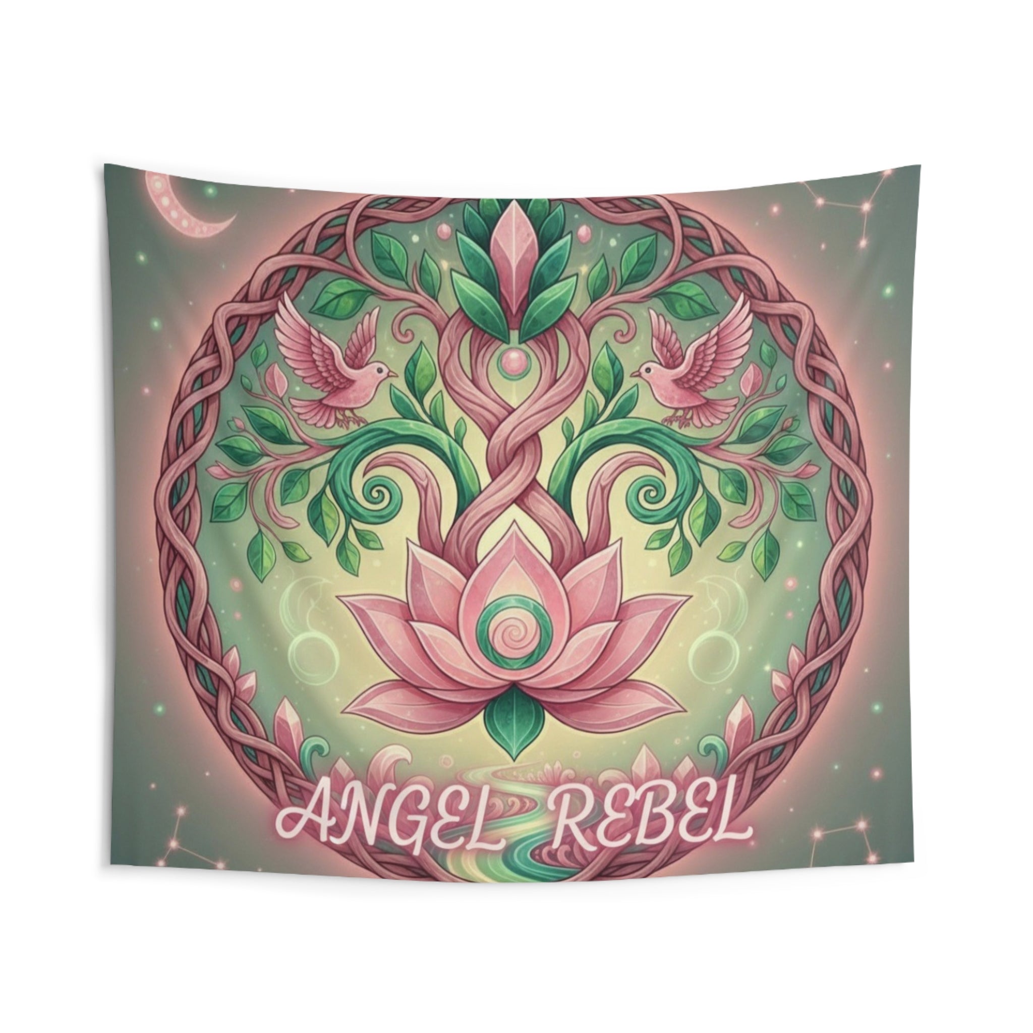 Bohemian Wall Tapestry, Angel Rebel Decor, Floral Vintage Wall Hangings, Meditation Room Art, Bedroom Wall Decor