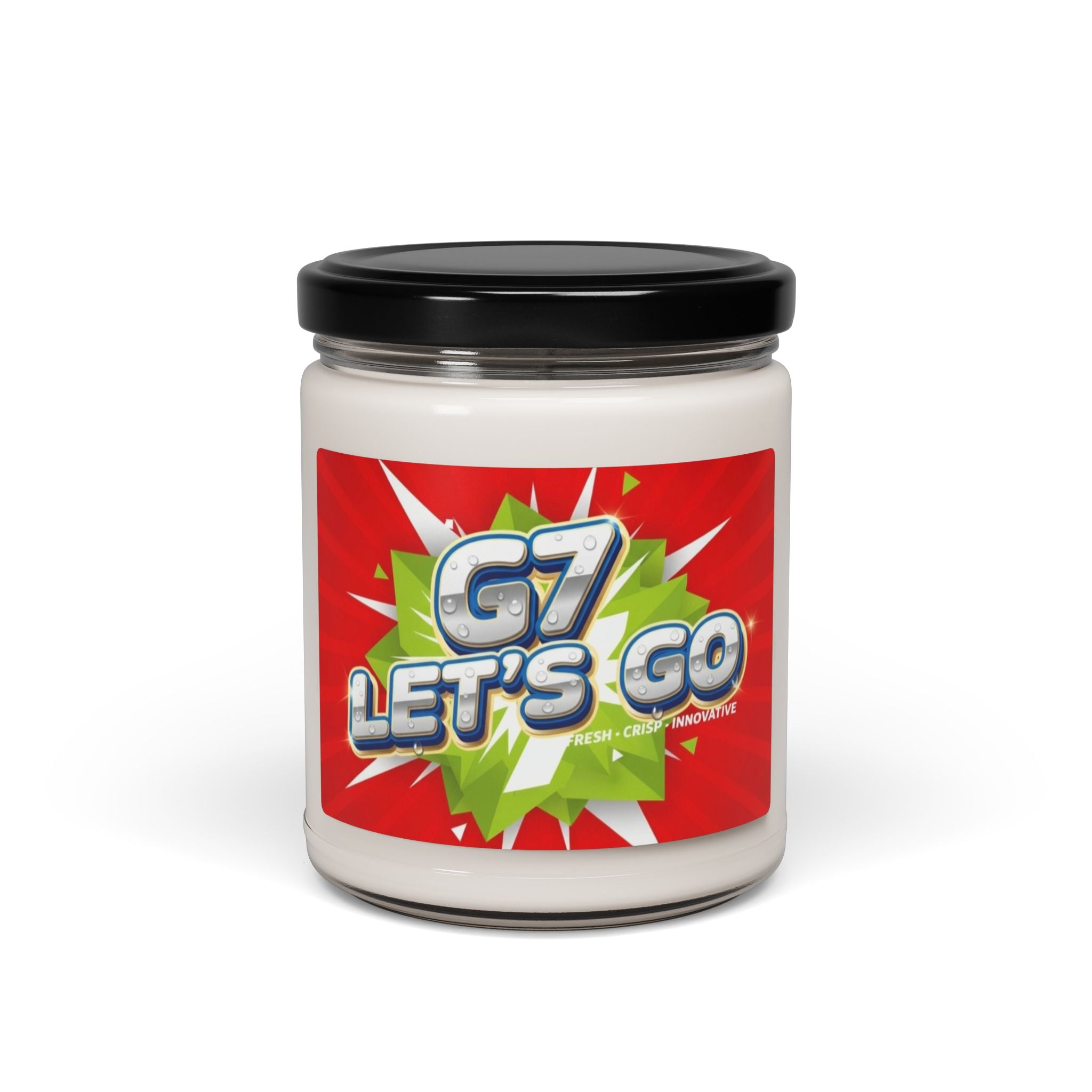 9oz Scented Soy Candle — "G7 LET'S GO" Graphic, Energetic Pop Art Fragrance Gift
