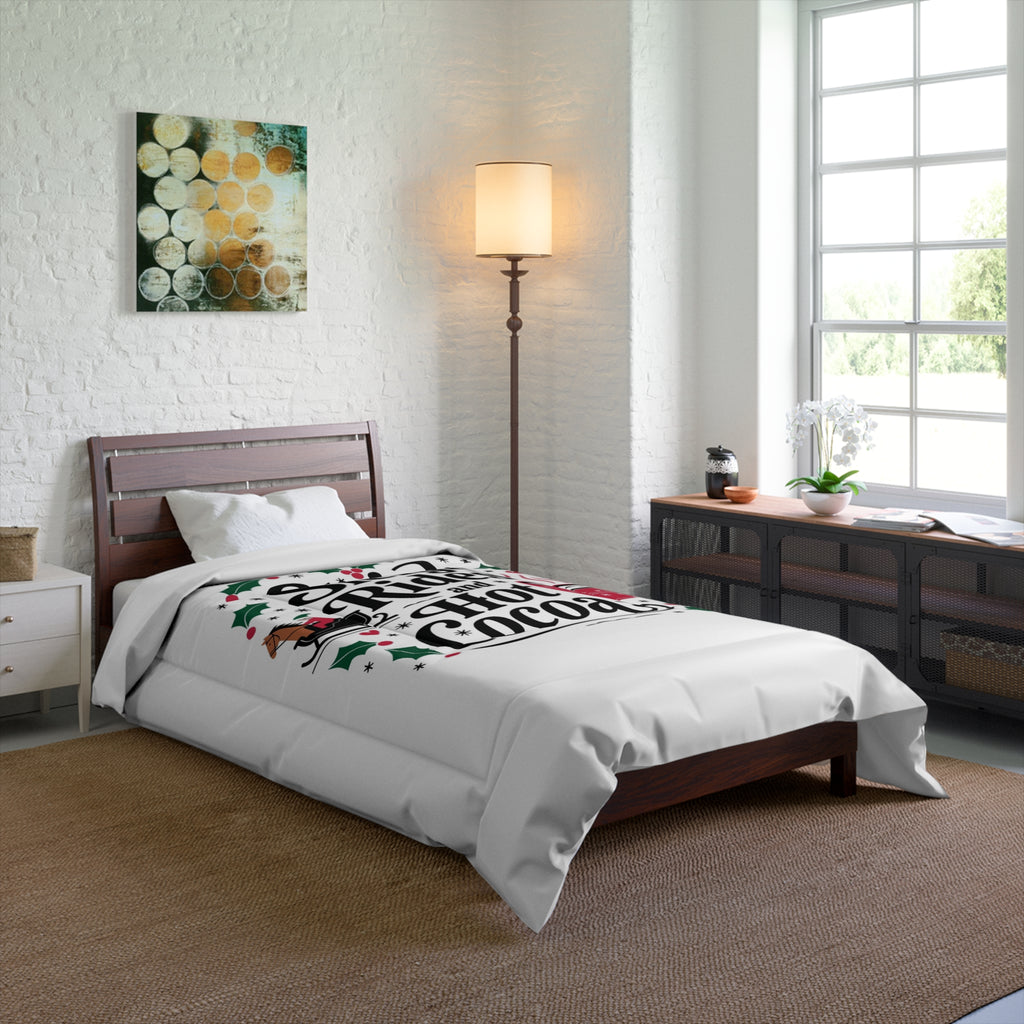 Cozy Holiday Comforter - Sleigh Rides & Hot Cocoa Design, Christmas Bedroom Décor, Winter Bedding, Festive Comforter Set, Seasonal [...]