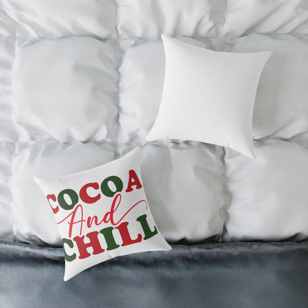 Cocoa and Chill Pillow, Cozy Decorative Cushion for Holidays, Winter Home Decor, Christmas Gift, Relaxing Atmosphere