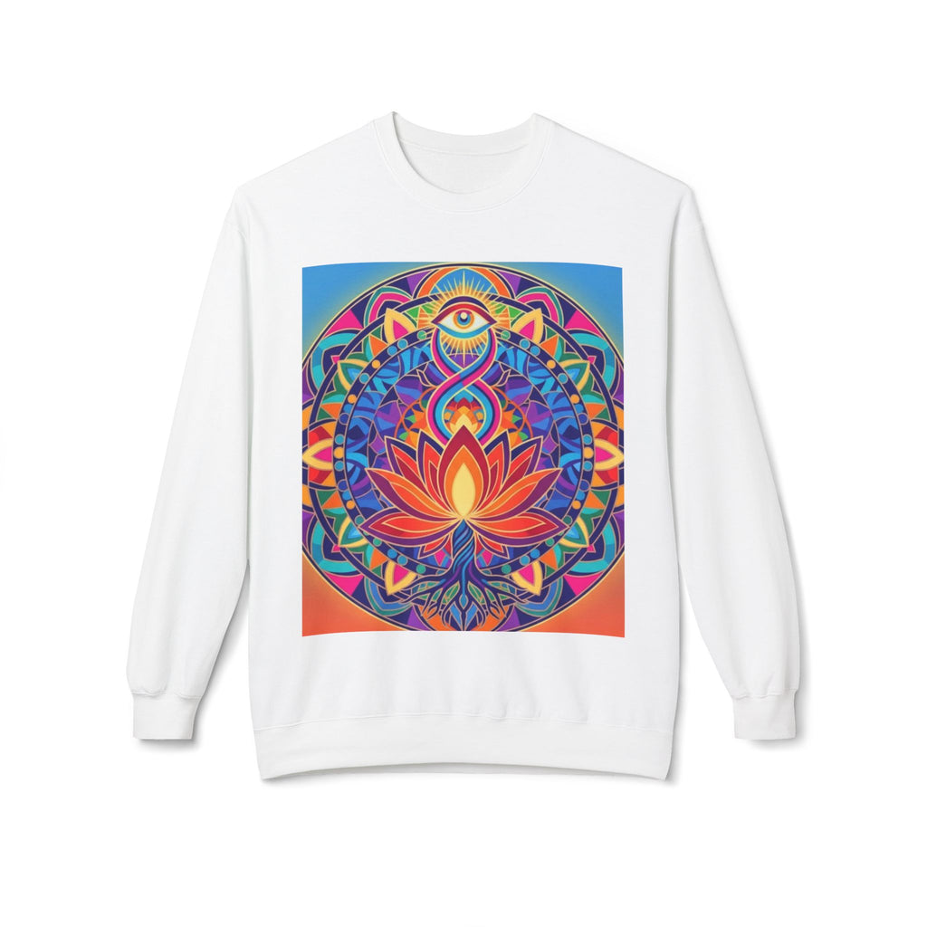 Colorful Lotus Mandala Crewneck Sweatshirt - Unisex, Cozy Lounge Wear, Gift for Yoga Lovers, Meditation Apparel, Fall Fashion
