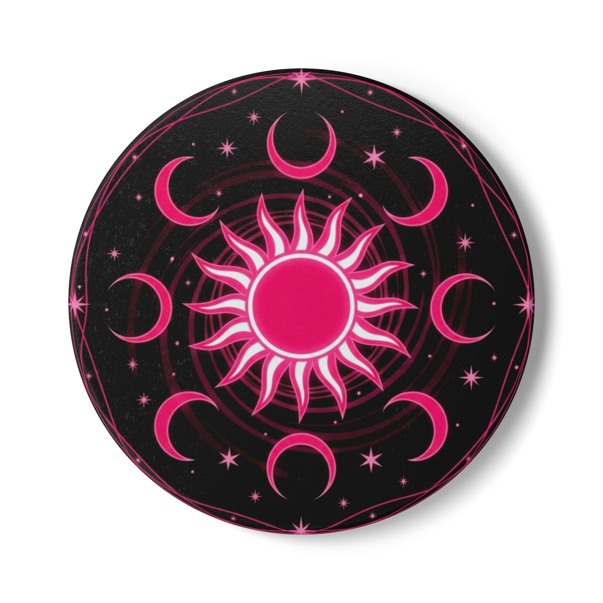 Bohemian Sun and Moon Ceramic Coaster Set, Celestial Drinkware, Spiritual Home Decor, Unique Gift for Her, Astrology Coasters