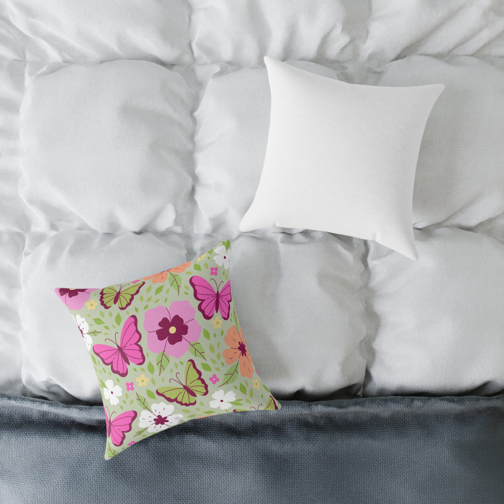 Butterfly Floral Square Pillow - Eco-Friendly Home Decor