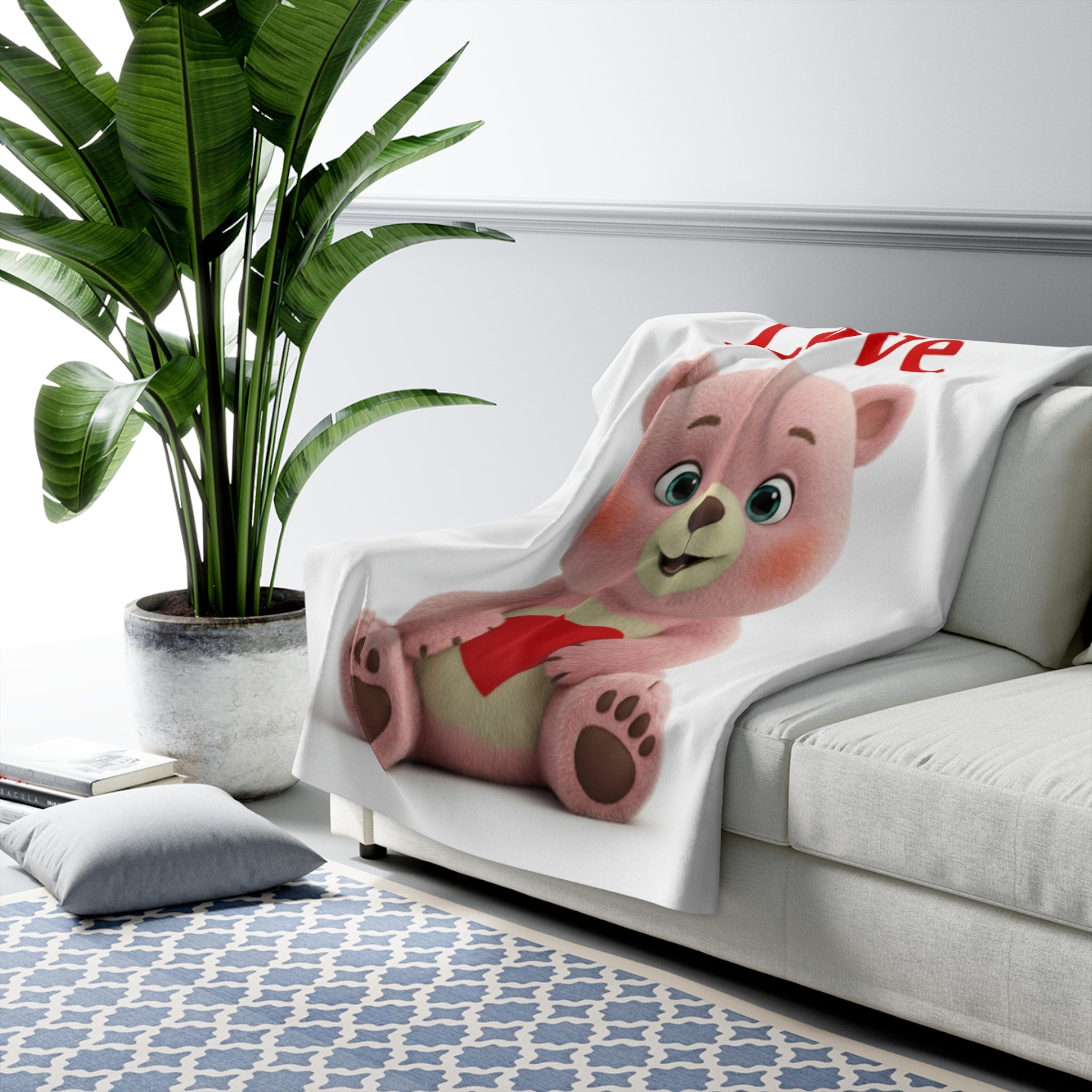 Cozy Love Bear Sherpa Fleece Blanket