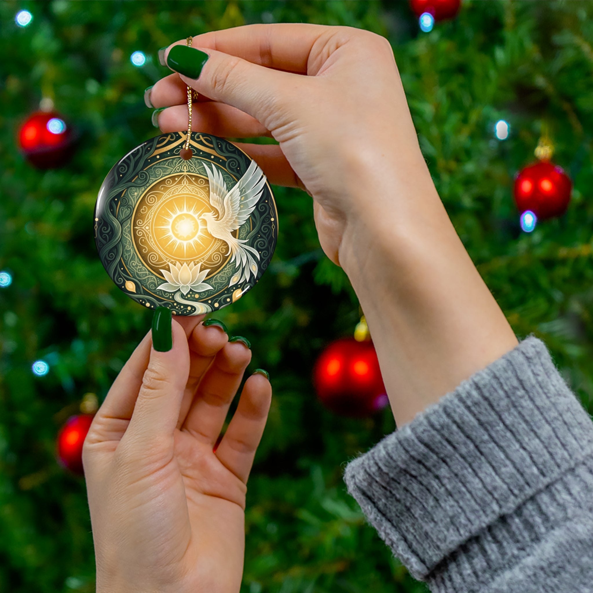 Ceramic Ornament - Spiritual Decor for Home, Festival Gifts, Christmas Tree Ornaments, Boho Wall Hanging, Nature-Inspired Home Décor