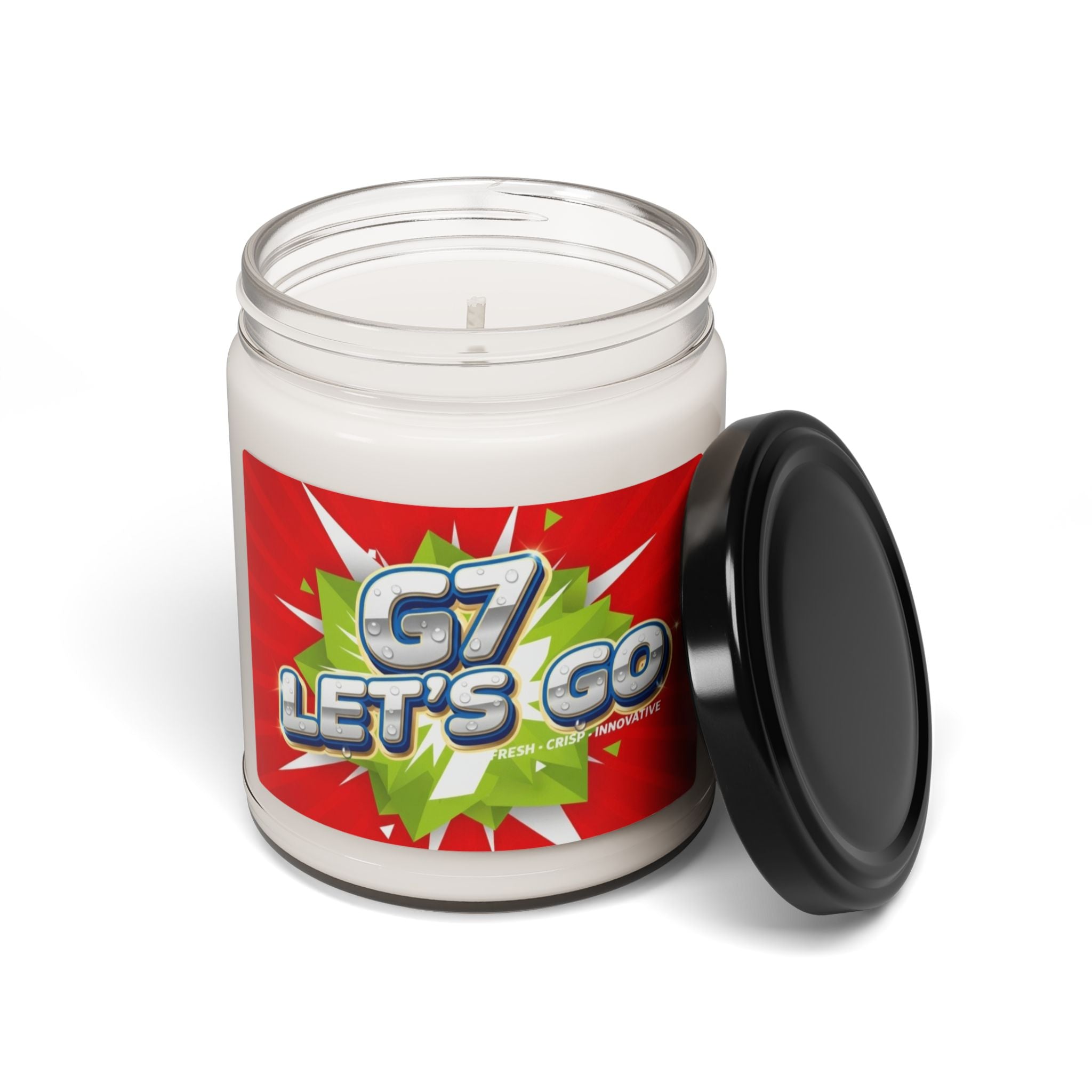 9oz Scented Soy Candle — "G7 LET'S GO" Graphic, Energetic Pop Art Fragrance Gift