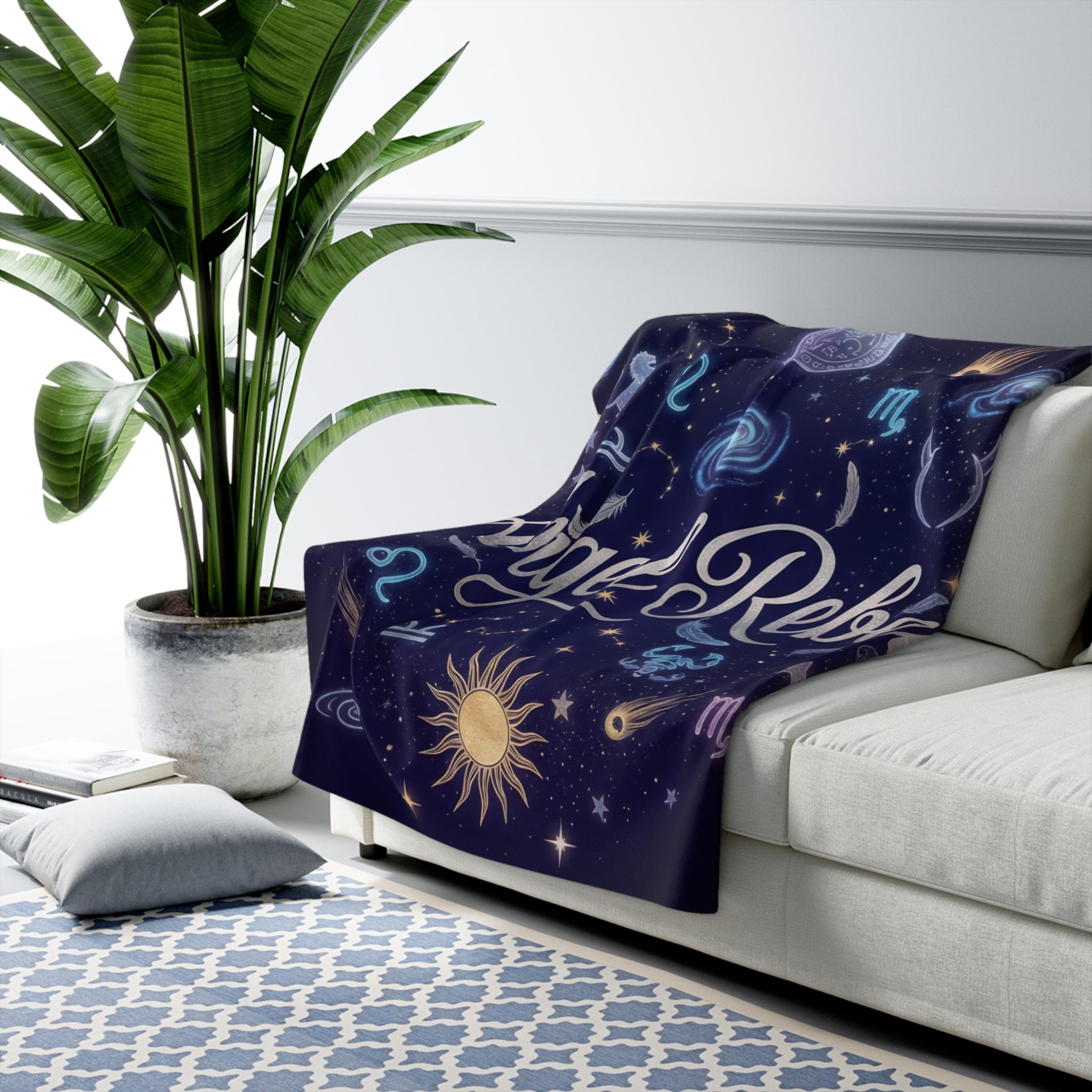 Cosmic Sherpa Fleece Blanket - Soft Astrological Throw for Star Gazers, Gift for Astrology Lovers, Celestial Home Decor, Cozy Blanket