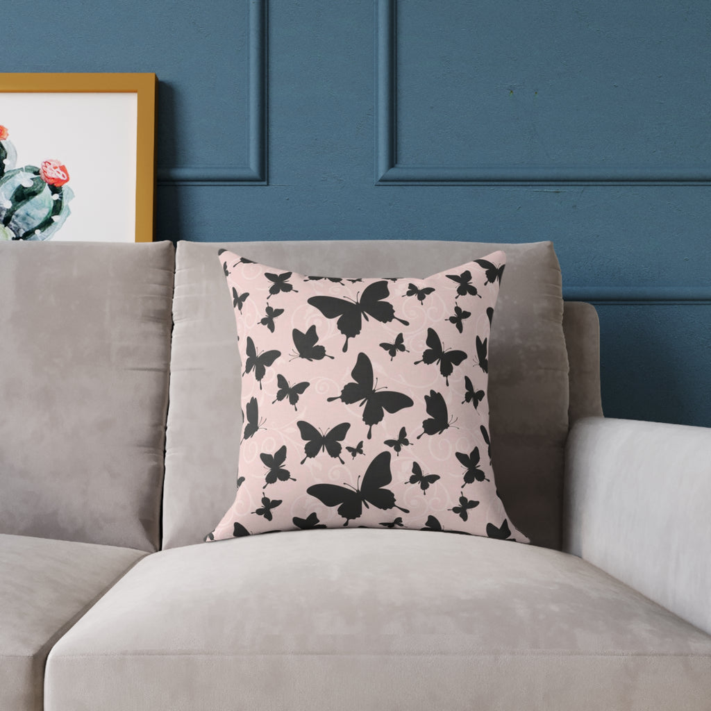 Butterfly Print Square Canvas Pillow - Chic Home Decor