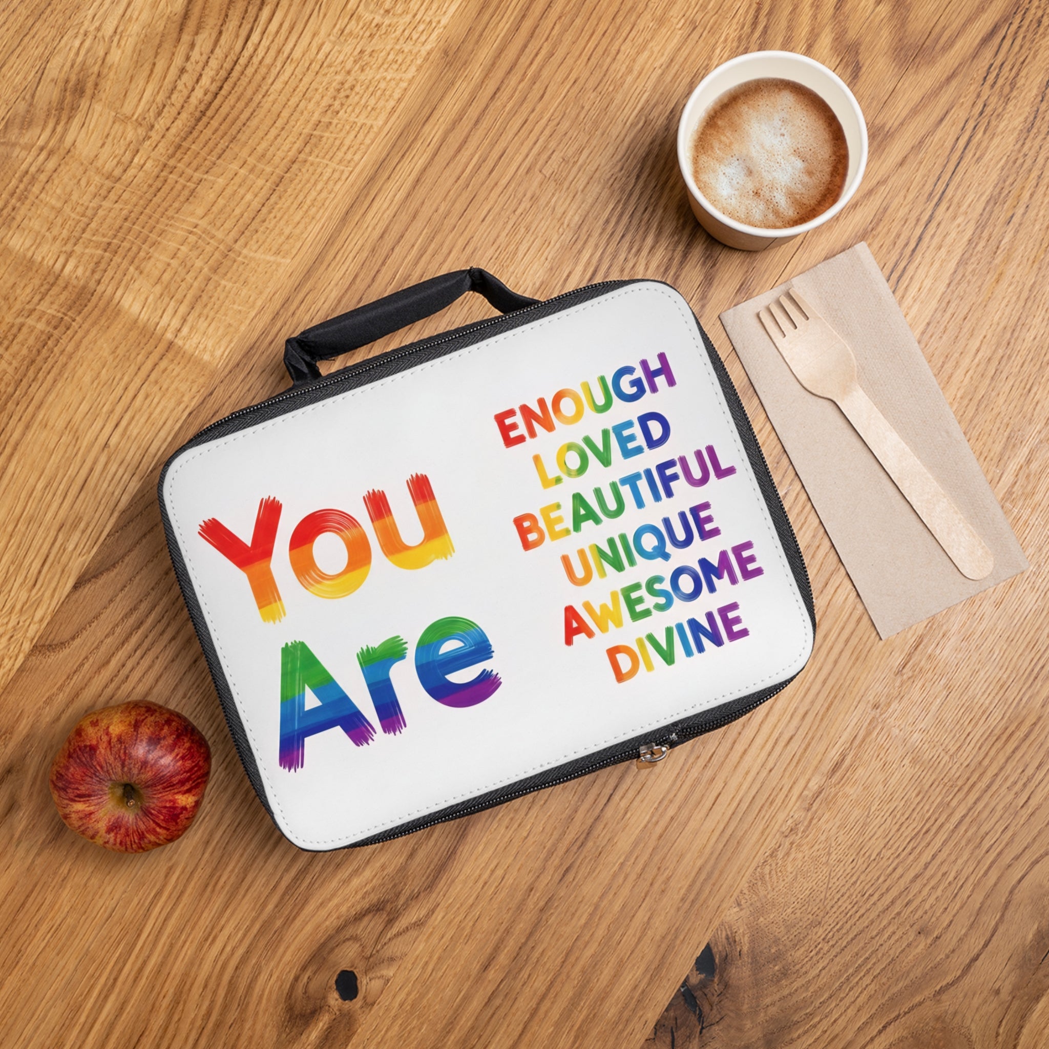 Colorful Affirmation Lunch Bag, Motivational Meal Tote, Inspirational Gift, Back to School Snack Bag, Positive Vibes Cooler