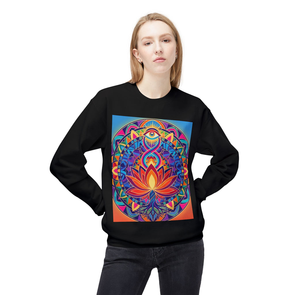 Colorful Lotus Mandala Crewneck Sweatshirt - Unisex, Cozy Lounge Wear, Gift for Yoga Lovers, Meditation Apparel, Fall Fashion