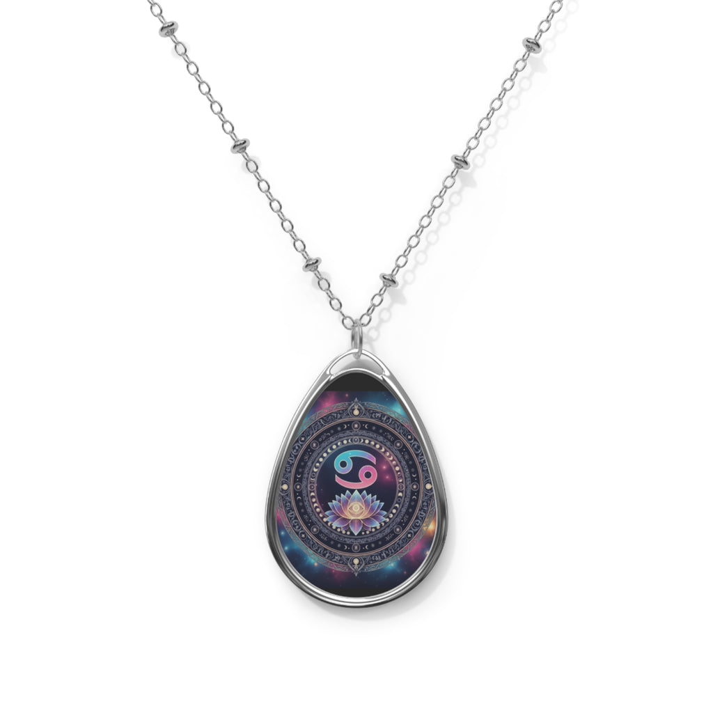 Astrological Oval Necklace - Celestial Cancer Zodiac Jewelry, Spiritual Gift, Personalized Pendant, Astrology Accessory, Birth Month Charm