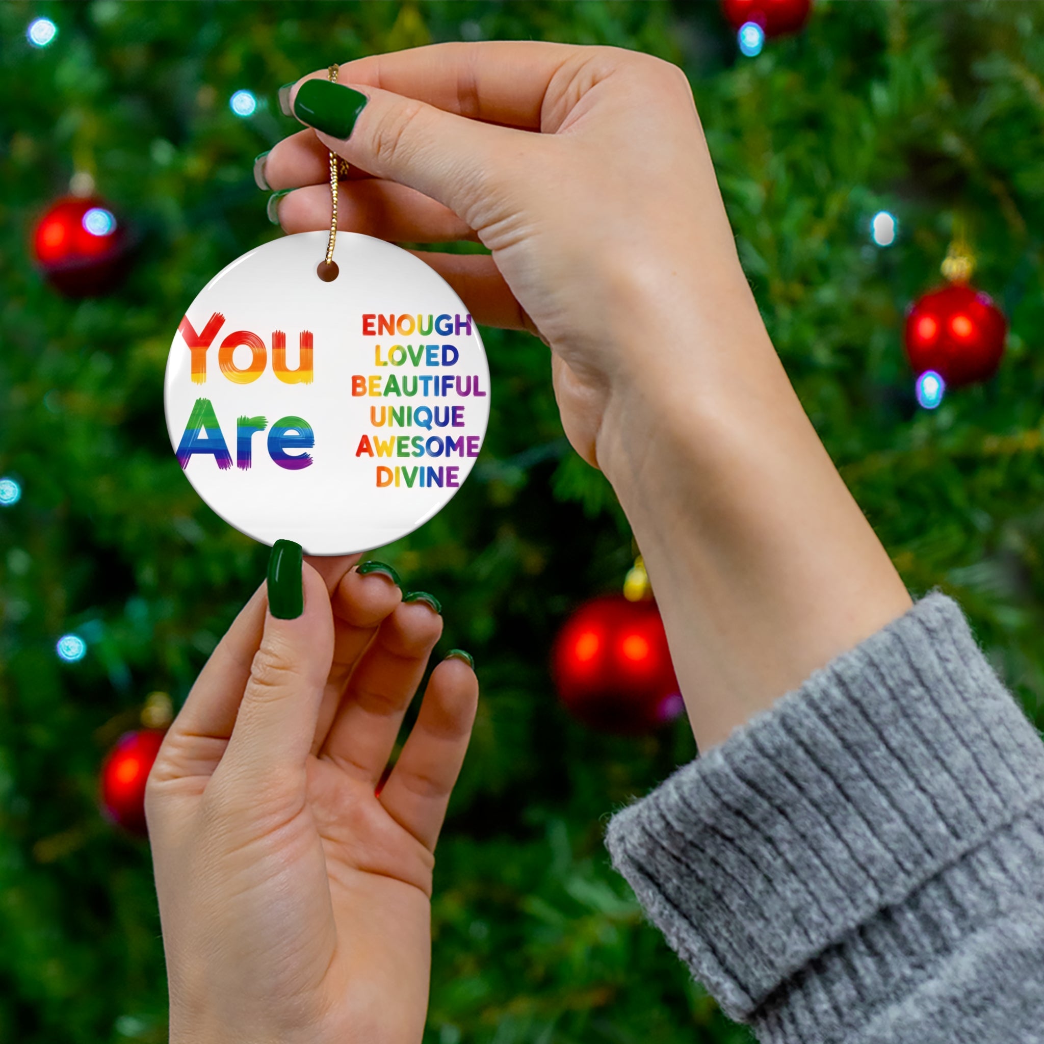 Colorful Motivational Ceramic Ornament - Perfect Gift for Holidays, Home Decor, Inspirational Keepsake, Unique Ornaments, Rainbow Gifts