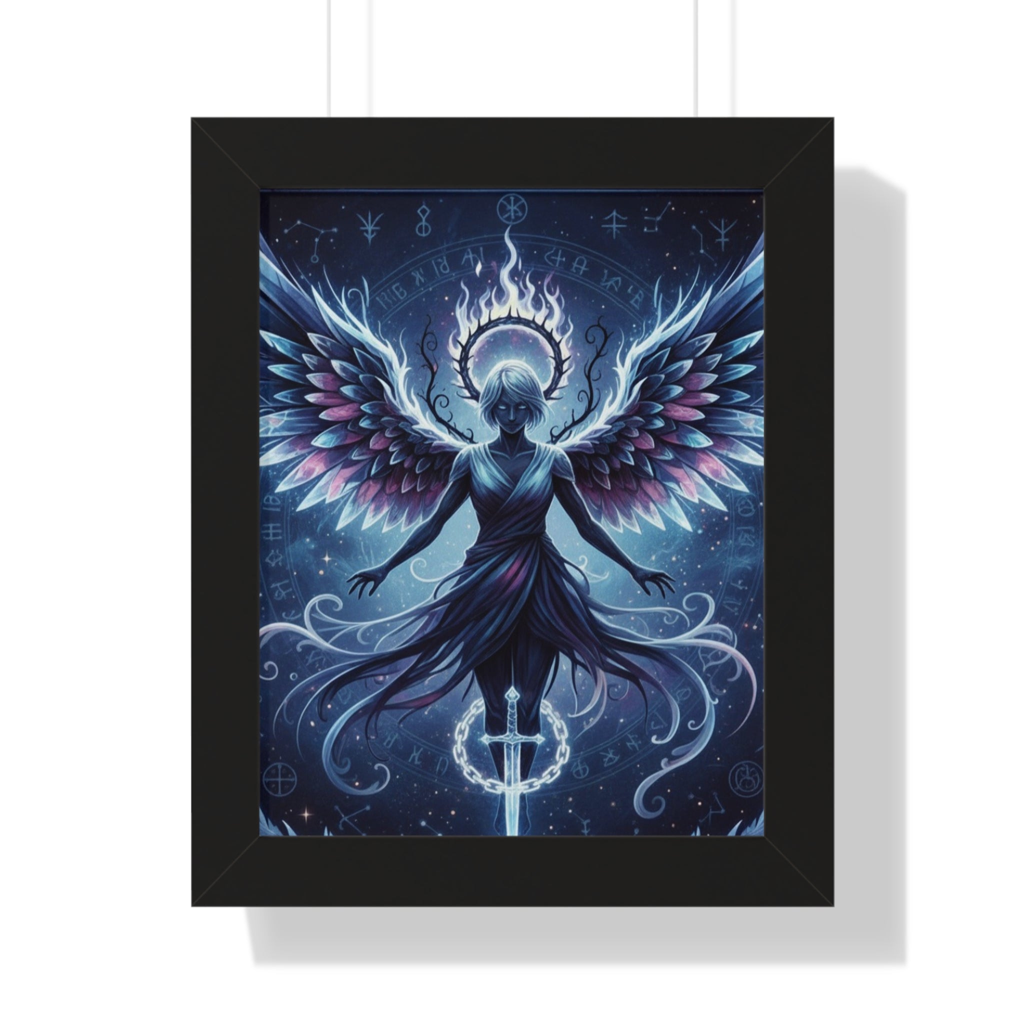 Celestial Guardian Framed Vertical Poster | Wall Art, Home Decor, Spiritual Gift, Fantasy Art, Angel Decor