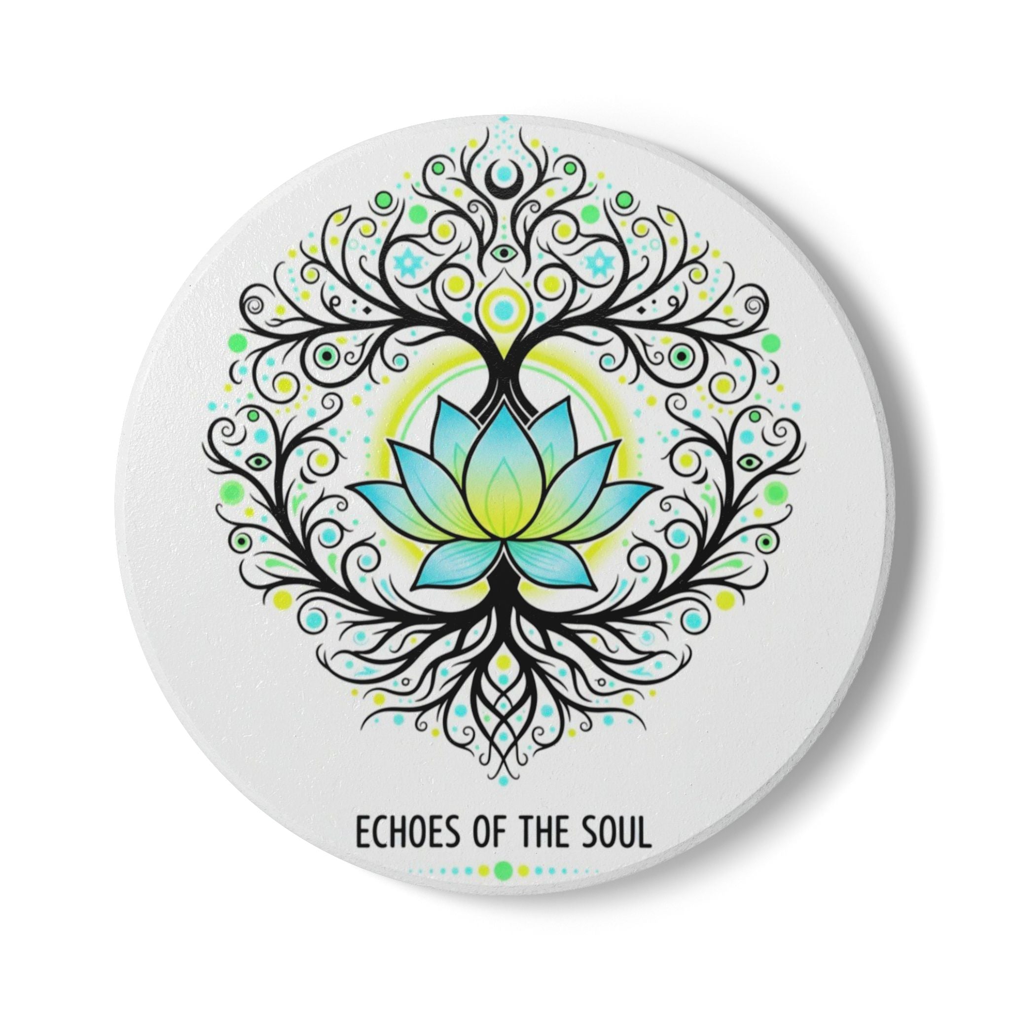Echoes of the Soul Ceramic Coaster, Artistic Drink Coaster, Home Decor, Gift for Yoga Lovers, Mindfulness Art, Eco-Friendly Home