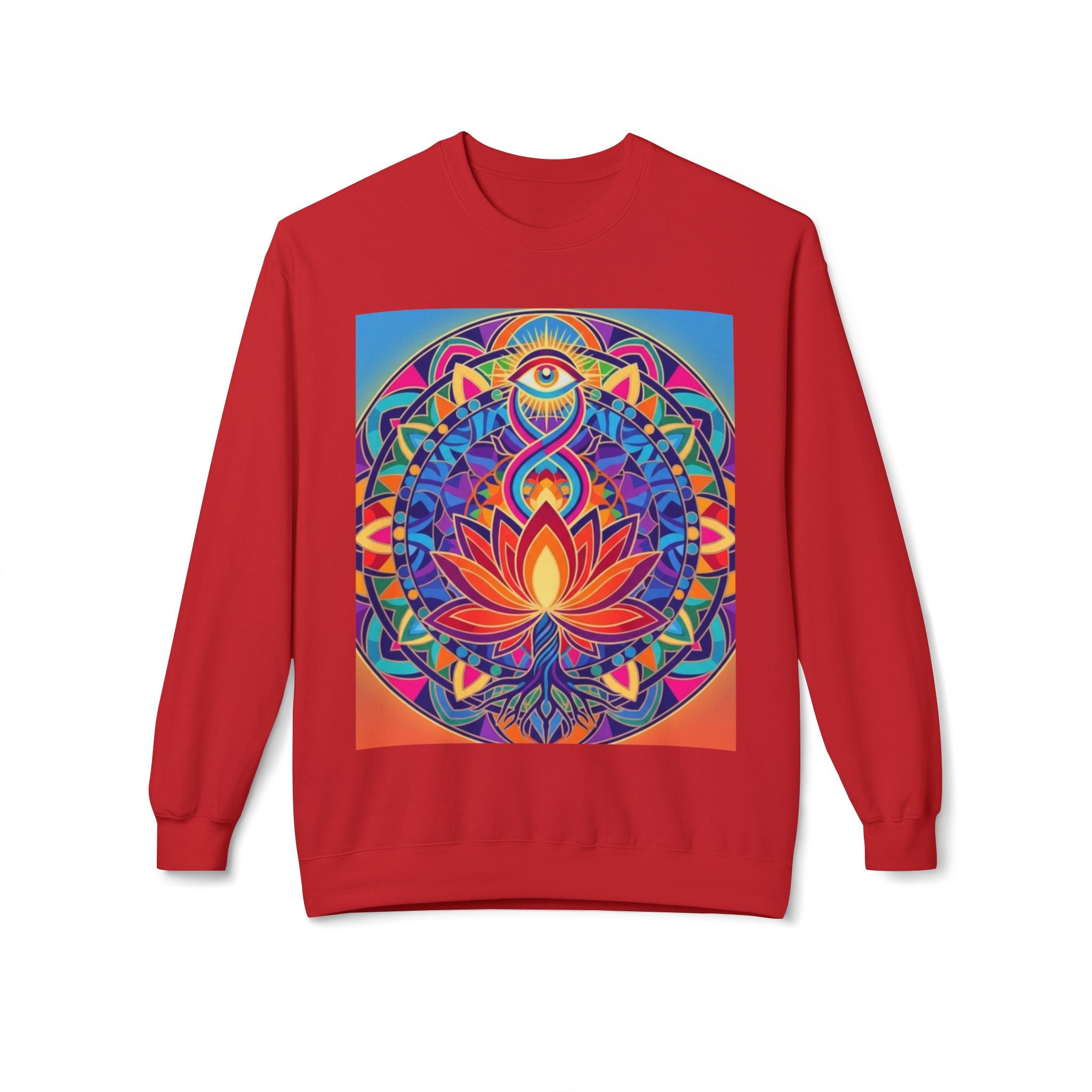 Colorful Lotus Mandala Crewneck Sweatshirt - Unisex, Cozy Lounge Wear, Gift for Yoga Lovers, Meditation Apparel, Fall Fashion
