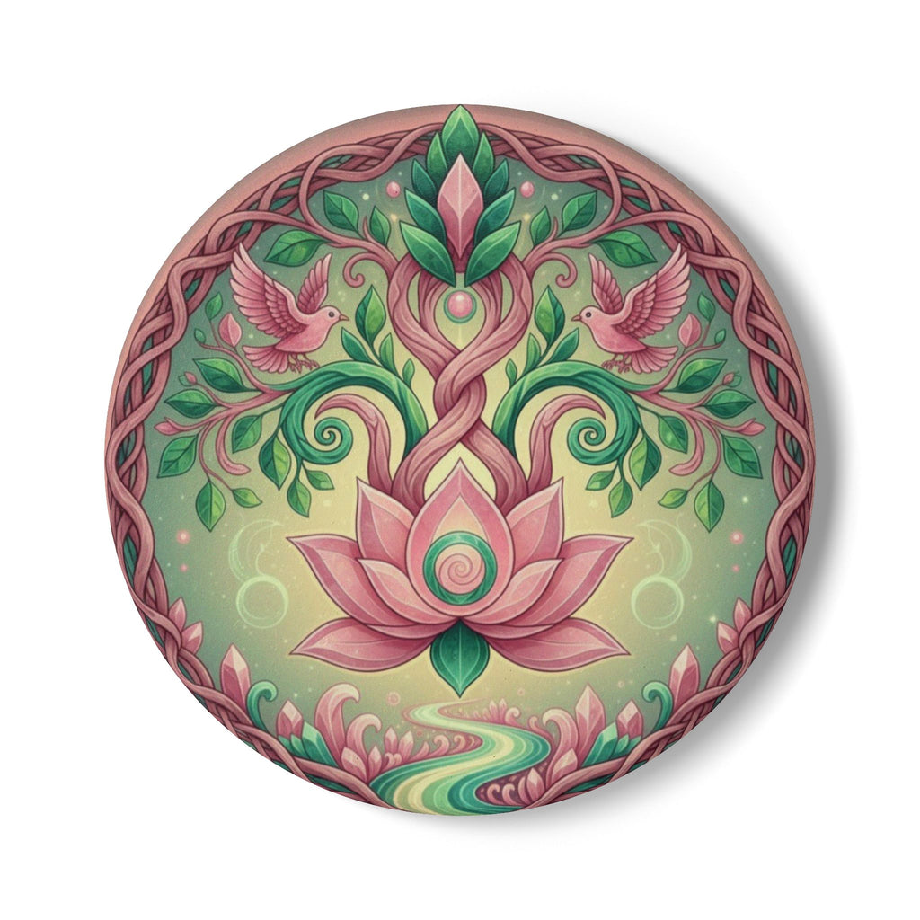 Bohemian Floral Ceramic Coaster | Lotus Design, Home Decor, Housewarming Gift, Meditation Accessory, Eco-Friendly Coaster