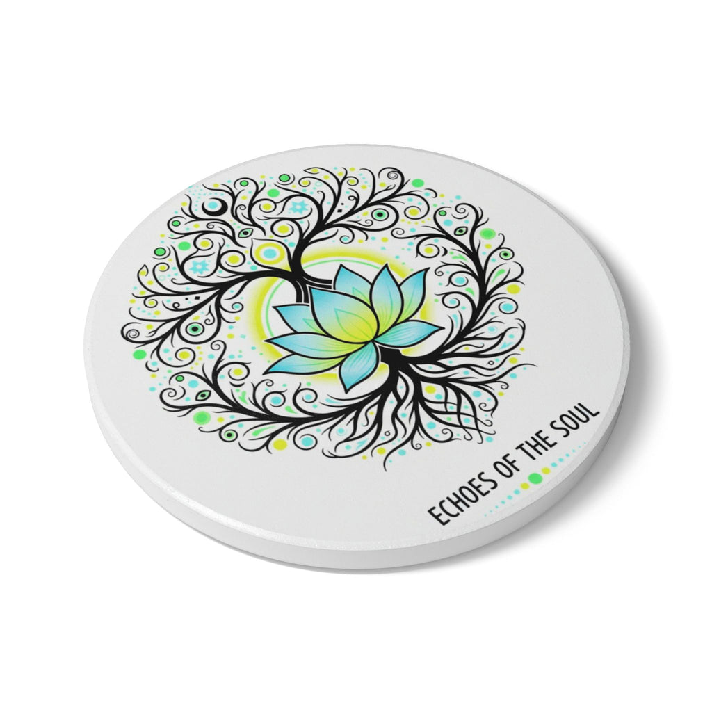 Echoes of the Soul Ceramic Coaster, Artistic Drink Coaster, Home Decor, Gift for Yoga Lovers, Mindfulness Art, Eco-Friendly Home