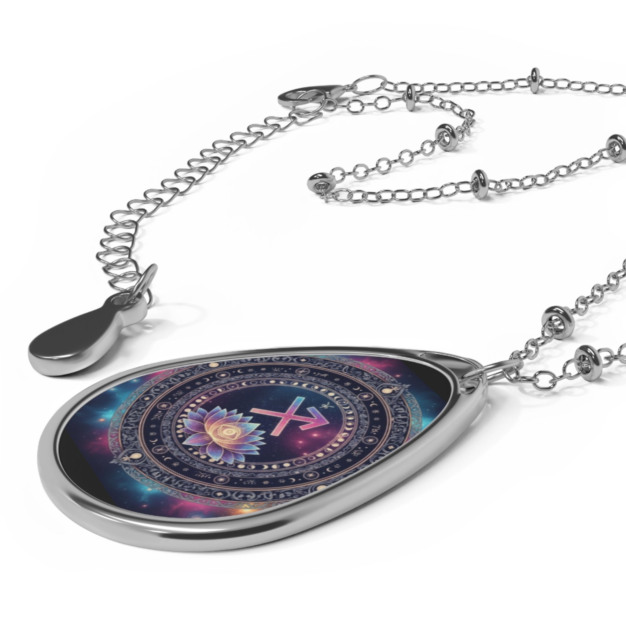 Cosmic Oval Necklace, Stylish Pendant, Gift for Her, Celestial Jewelry, Unique Astrology Accessory, Spiritual Necklace