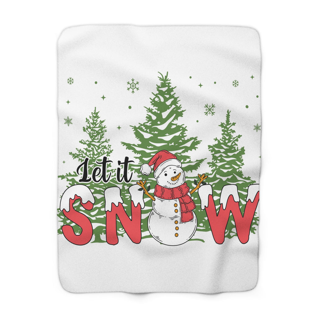 Cozy Sherpa Fleece Blanket with Winter Snowman Design, Warm Throw for Home, Winter Decor, Holiday Gift, Snuggle Blanket