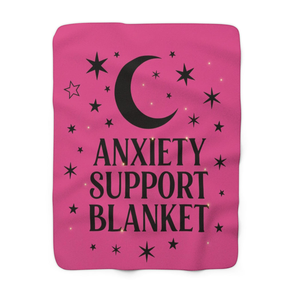 Anxiety Support Sherpa Blanket, Cozy Throw for Mental Health, Comfort Gift, Self-Care Decor, Starry Night Design