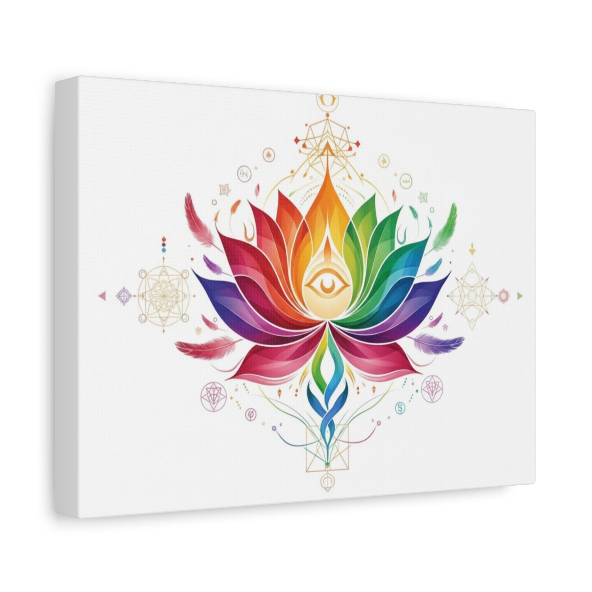 Colorful Lotus Canvas Print, Boho Wall Art, Meditation Decor, Spiritual Gift, Home Decoration, Yoga Studio Decor