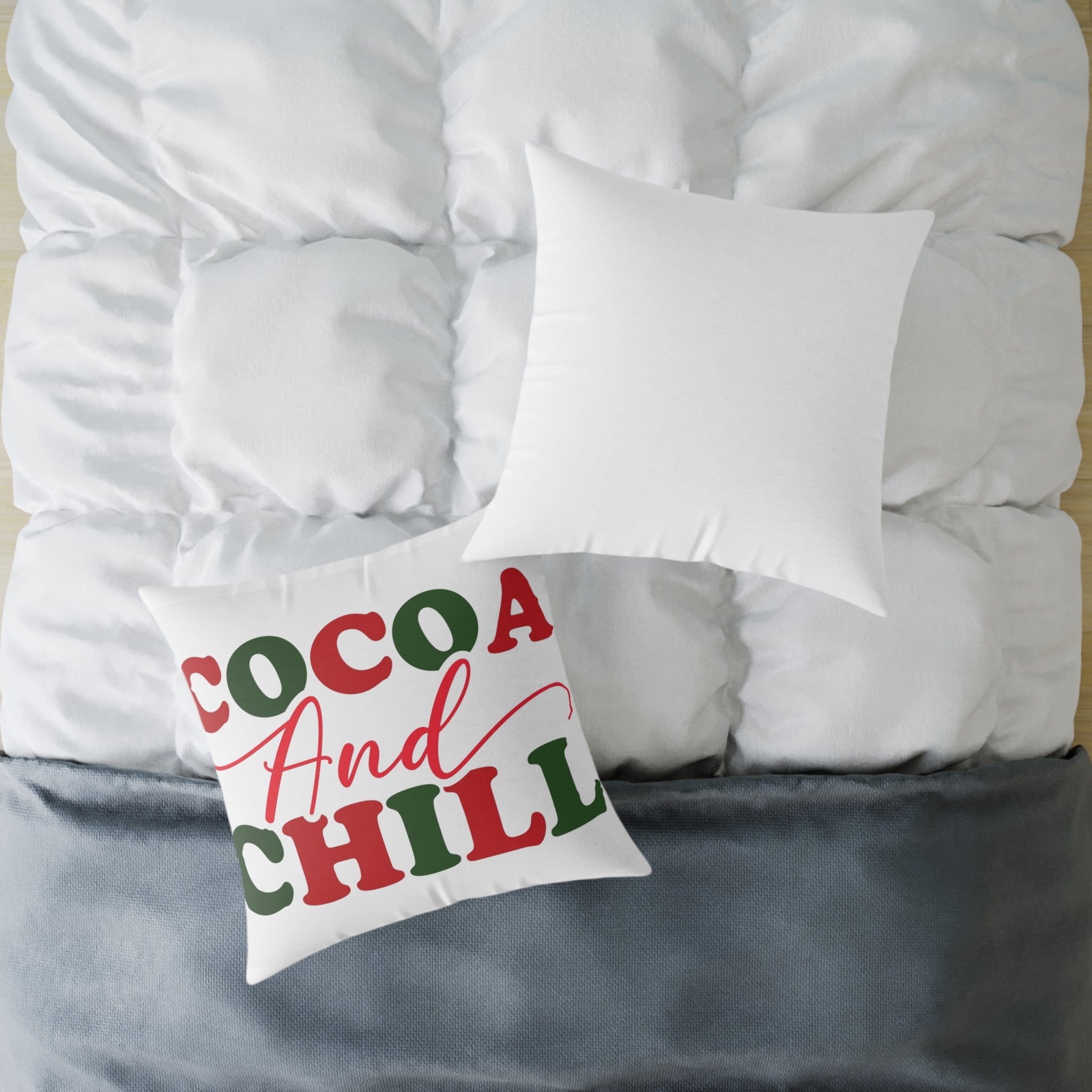 Cocoa and Chill Pillow, Cozy Decorative Cushion for Holidays, Winter Home Decor, Christmas Gift, Relaxing Atmosphere